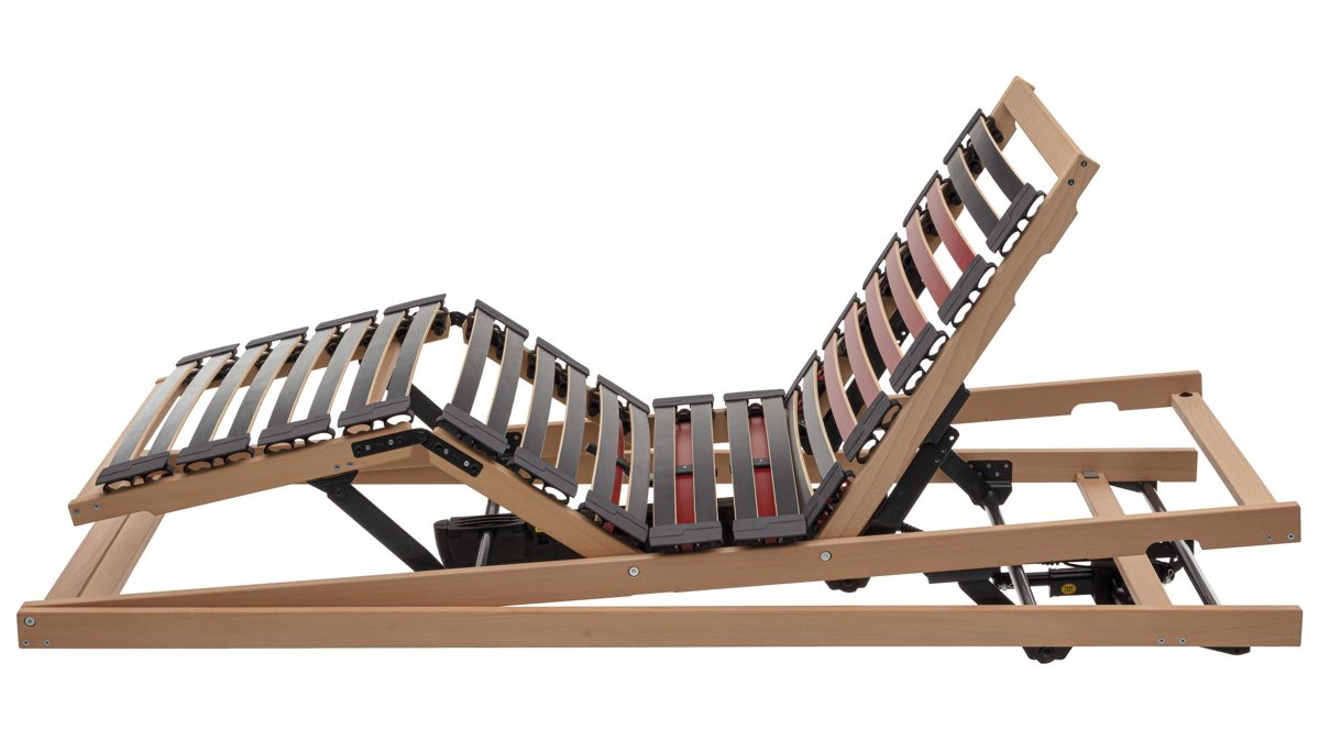 Lattenrost Interliving aus Holz in Holzfarben Interliving Lattenrost Serie 1952 - V6295 Reflux dreifach motorisch mit Funk – Liegefläche ca. 80 x 200 cm