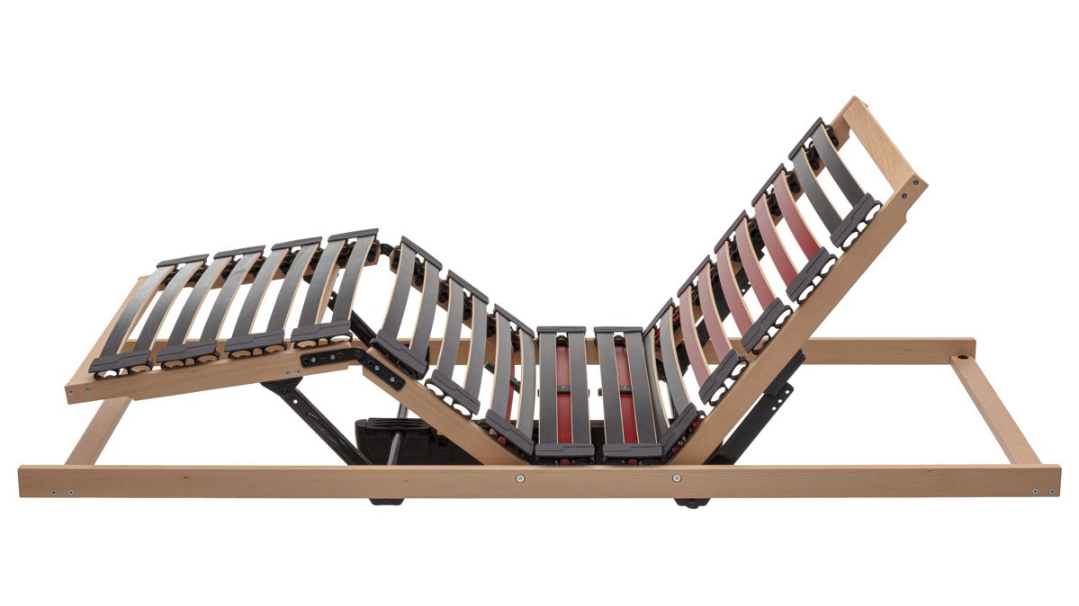 Lattenrost Interliving aus Holz in Holzfarben Interliving Lattenrost Serie 1952 mit zwei Motoren zweifach motorisch mit Handschalter – Liegefläche ca. 140 x 200 cm