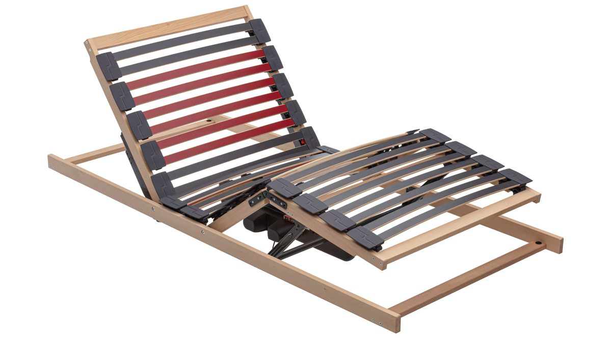 Lattenrost Interliving aus Holz in Holzfarben Interliving Lattenrost Serie 1952 - V6282 zweifach motorisch mit Handschalter – Liegefläche ca. 90 x 200 cm