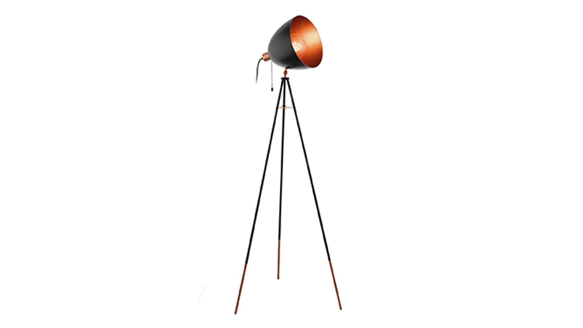 Stehleuchte Eglo aus Metall in Schwarz Stativ-Stehleuchte Chester bzw. Stehlampe schwarzes & kupferfarbenes Metall – Höhe ca. 136 cm