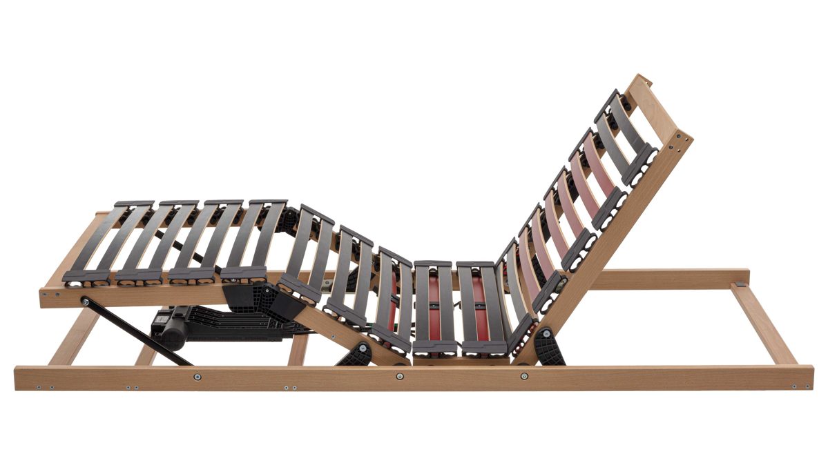 Lattenrost Interliving aus Holz in Holzfarben Interliving Lattenrost Serie 1952 - flacher Smartrahmen zweifach motorisch mit Handschalter – Liegefläche ca. 120 x 200 cm