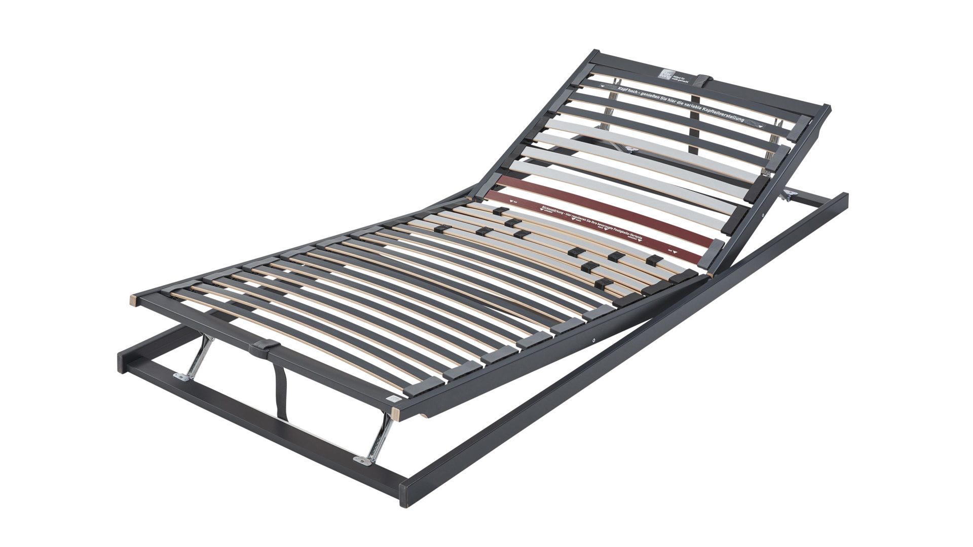 Lattenrost Interliving aus Holz in Grau Interliving Lattenrost Serie 1941 mit manuellen Funktionen manuelle Rücken- & Fußteilverstellung – Liegefläche ca. 80 x 200 cm