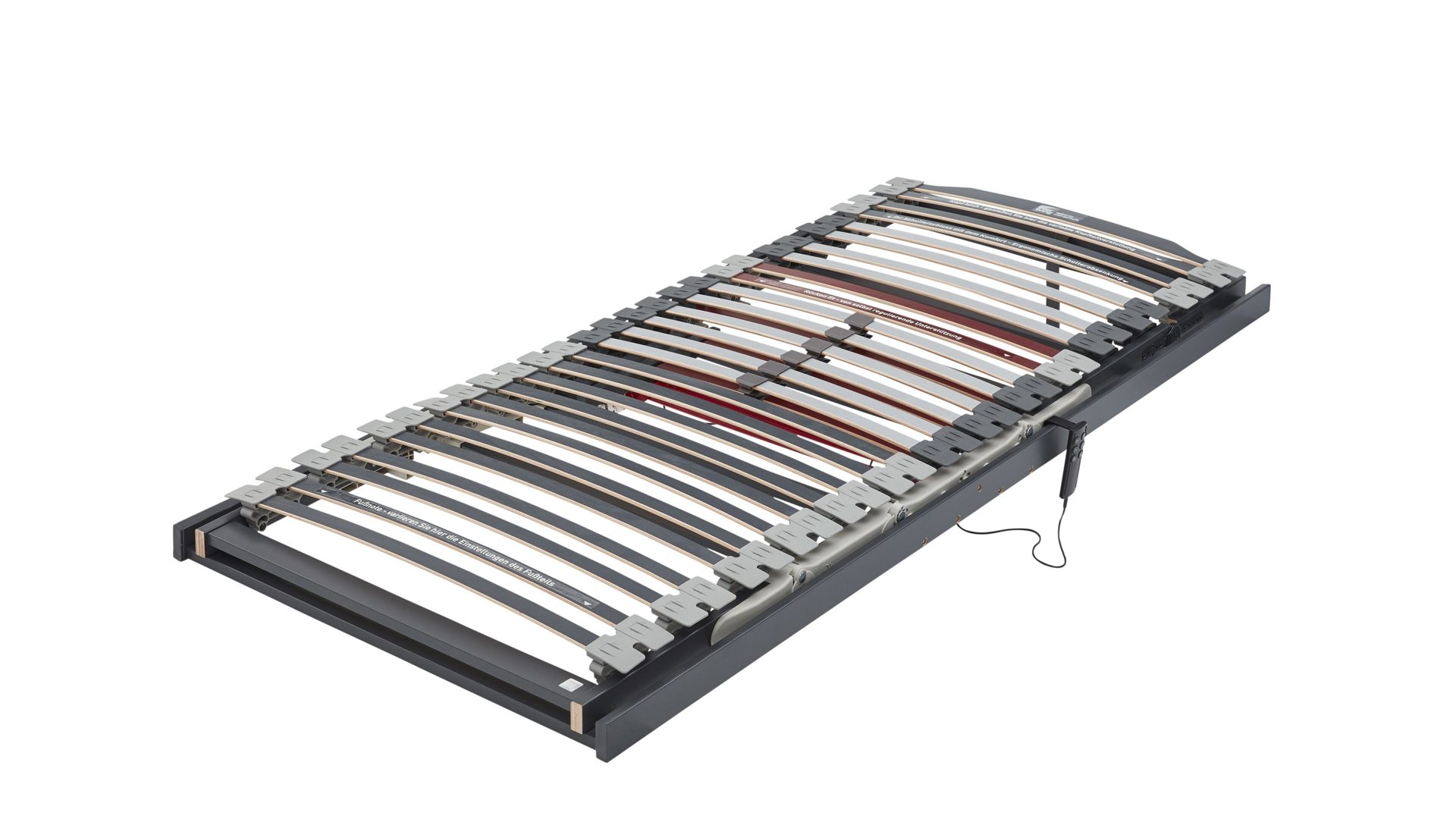 Lattenrost Interliving aus Holz in Grau Interliving Lattenrost Serie 1942 mit Motorfunktionen motorische Rücken- &amp; Fußteilverstellung – Liegefläche ca. 100 x 200 cm