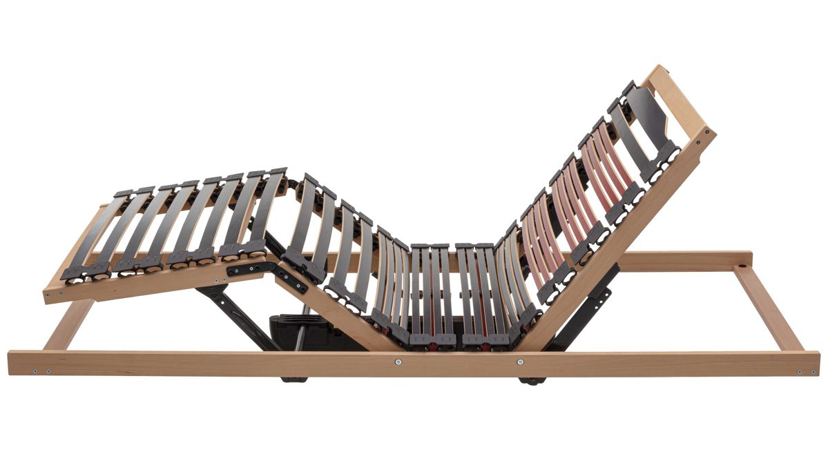 Lattenrost Interliving aus Holz in Holzfarben Interliving Lattenrost Serie 1953 mit zwei Motoren zweifach motorisch mit Handschalter – Liegefläche ca. 90 x 190 cm