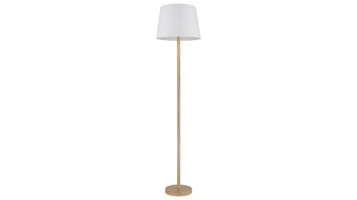 Stehleuchte Globo lighting aus Metall in Holzfarben GLOBO Lampen Serie Joris - Stehlampe Kiefer & weißer Lampenschirm - Höhe ca. 151 cm