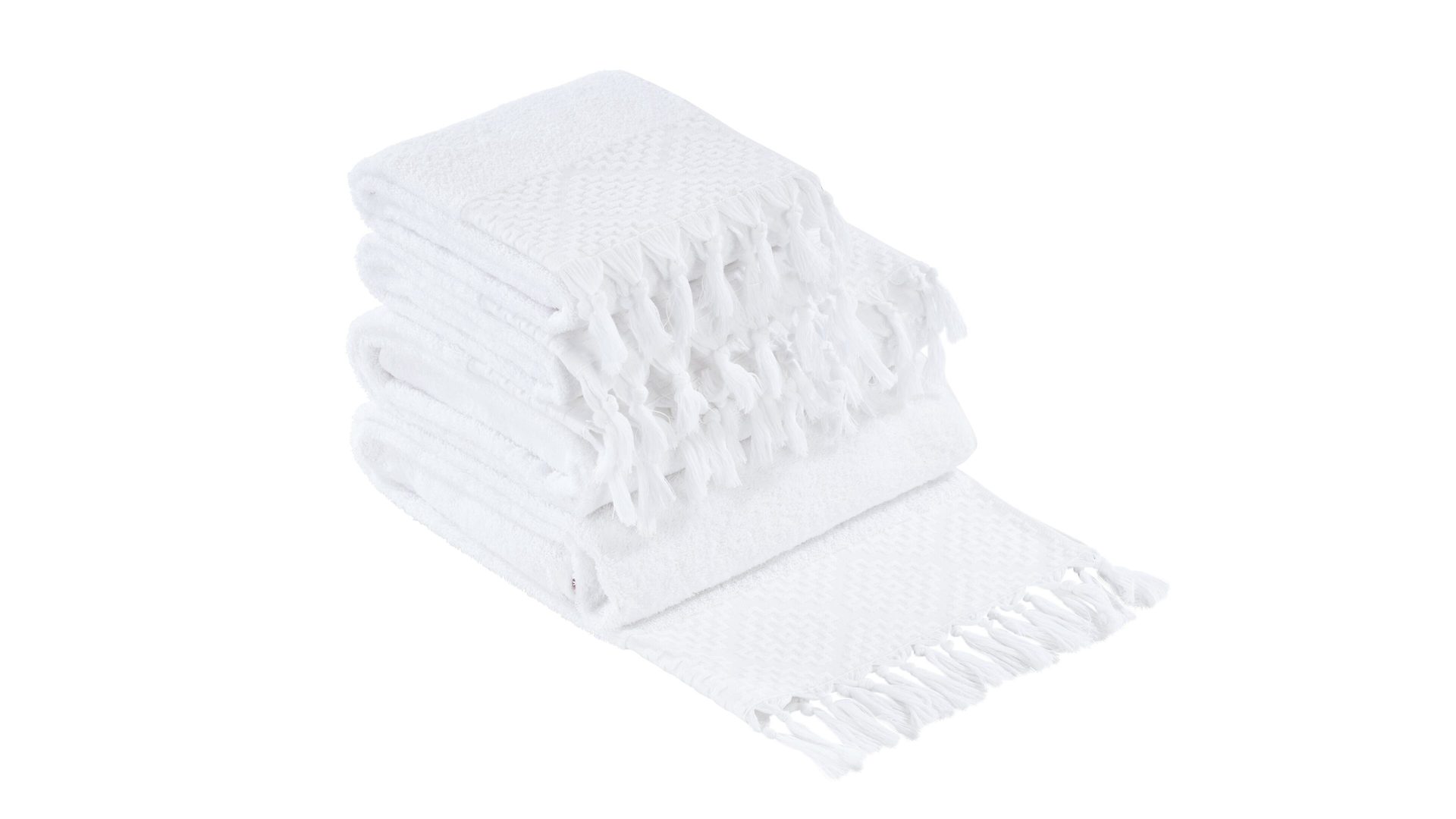 Handtuch-Set Done® be different aus Stoff in Weiß DONE® Handtuch-Set Provence Boheme - Heimtextilien weiße Baumwolle  – vierteilig
