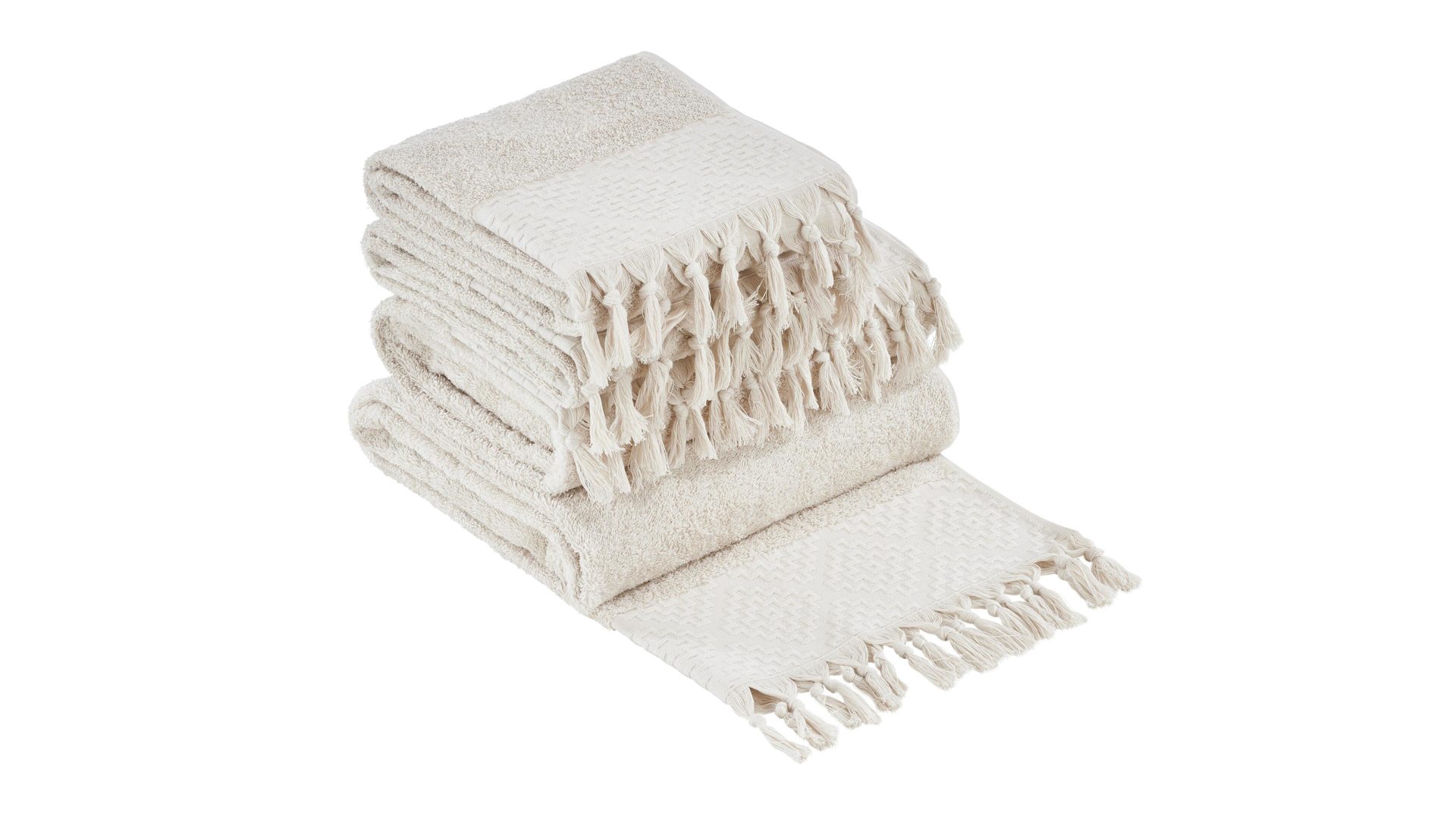 Handtuch-Set Done.® aus Stoff in Beige done.® Handtuch-Set Provence Boheme - Heimtextilien beige Baumwolle  – vierteilig