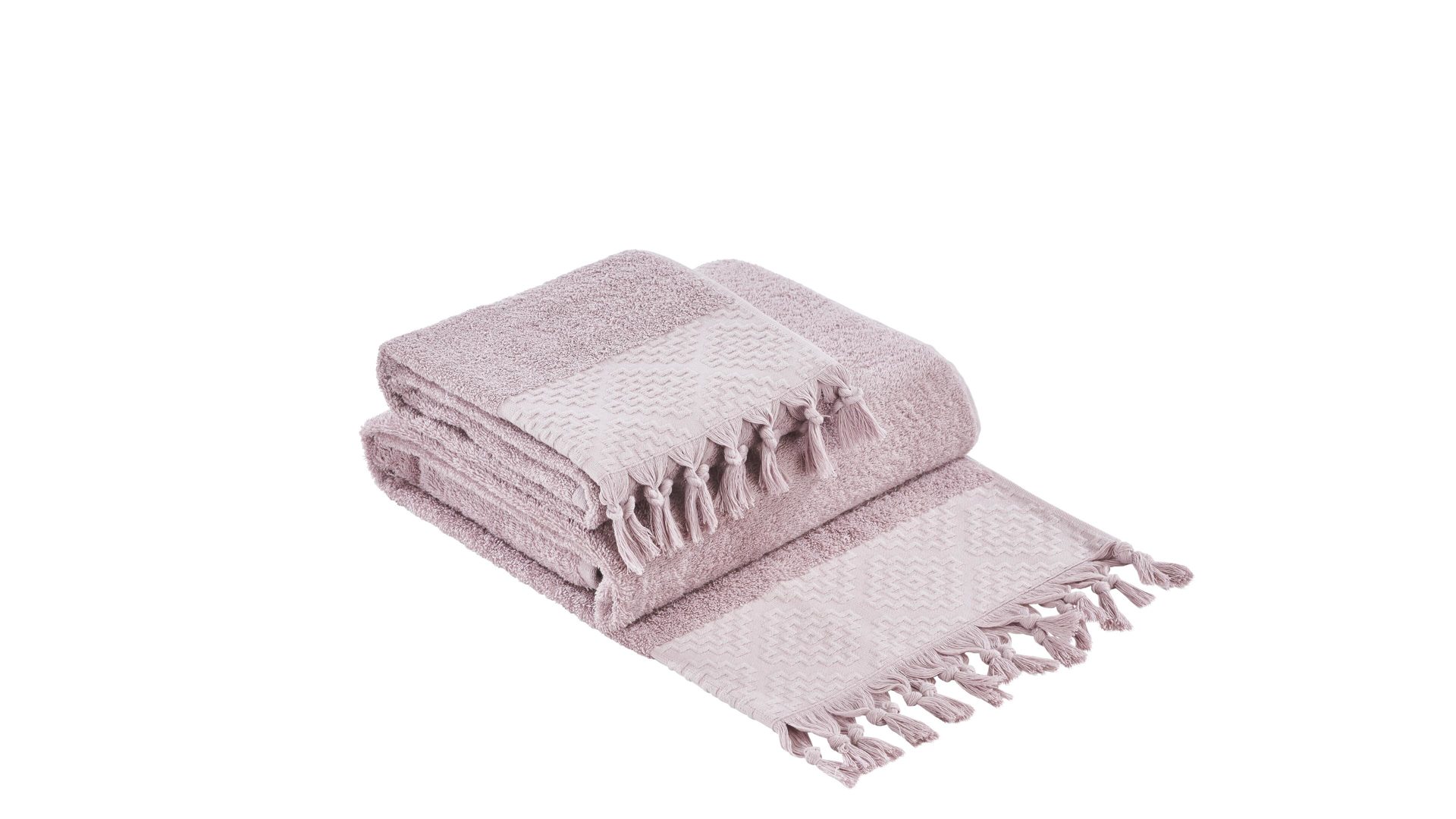 Handtuch-Set Done.® aus Stoff in Pastell done.® Handtuch-Set Provence Boheme - Heimtextilien altrosafarbene Baumwolle  – zweiteilig