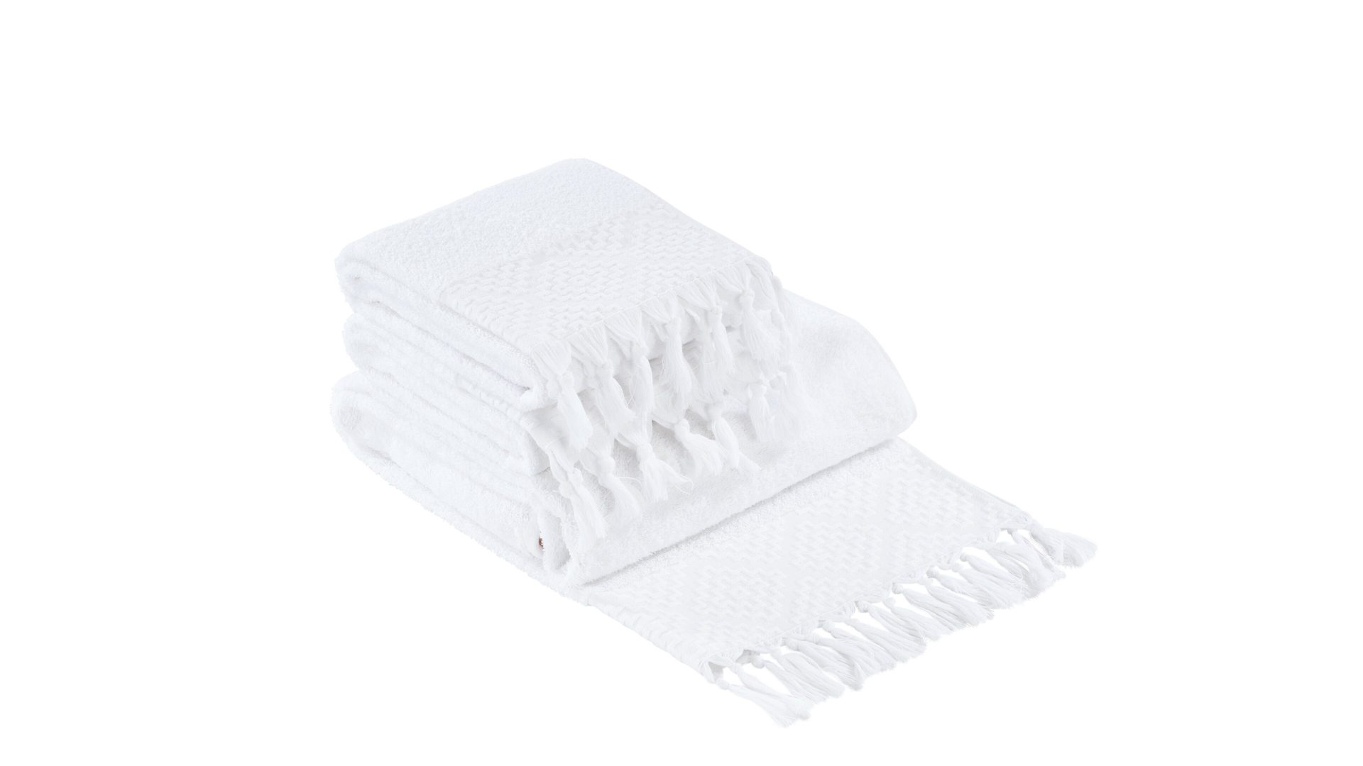 Handtuch-Set Done® be different aus Stoff in Weiß DONE® Handtuch-Set Provence Boheme - Heimtextilien weiße Baumwolle  – dreiteilig