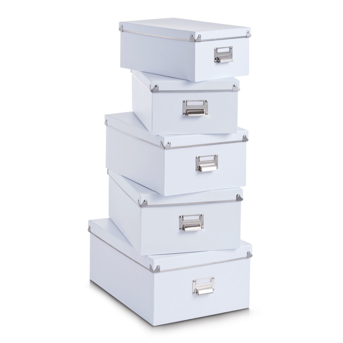 Aufbewahrungsbox Zeller present aus Karton / Papier / Pappe in Weiß Boxen-Set weiße Pappe – fünfteilig
