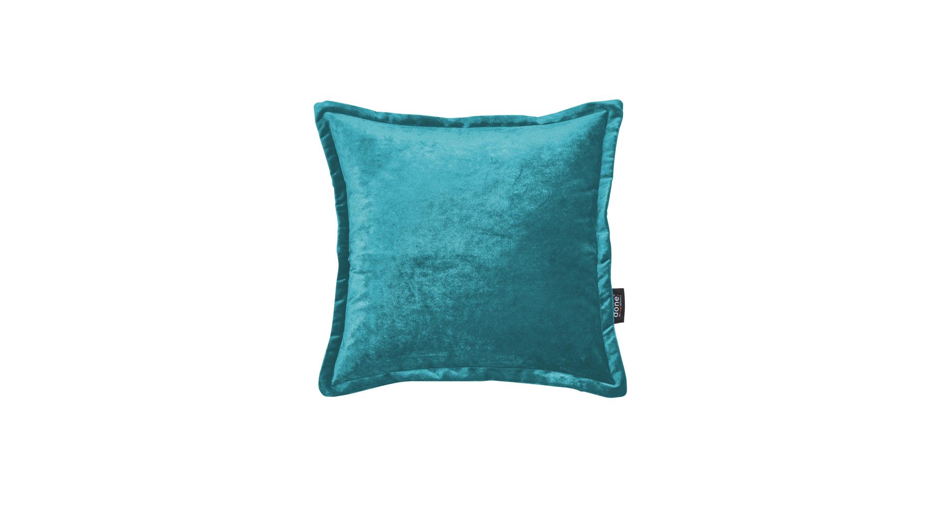 Kissenbezug /-hülle Done® be different aus Stoff in Blau DONE® Kissenhülle Cushion Glam aquafarbener Samt - ca. 45 x 45 cm