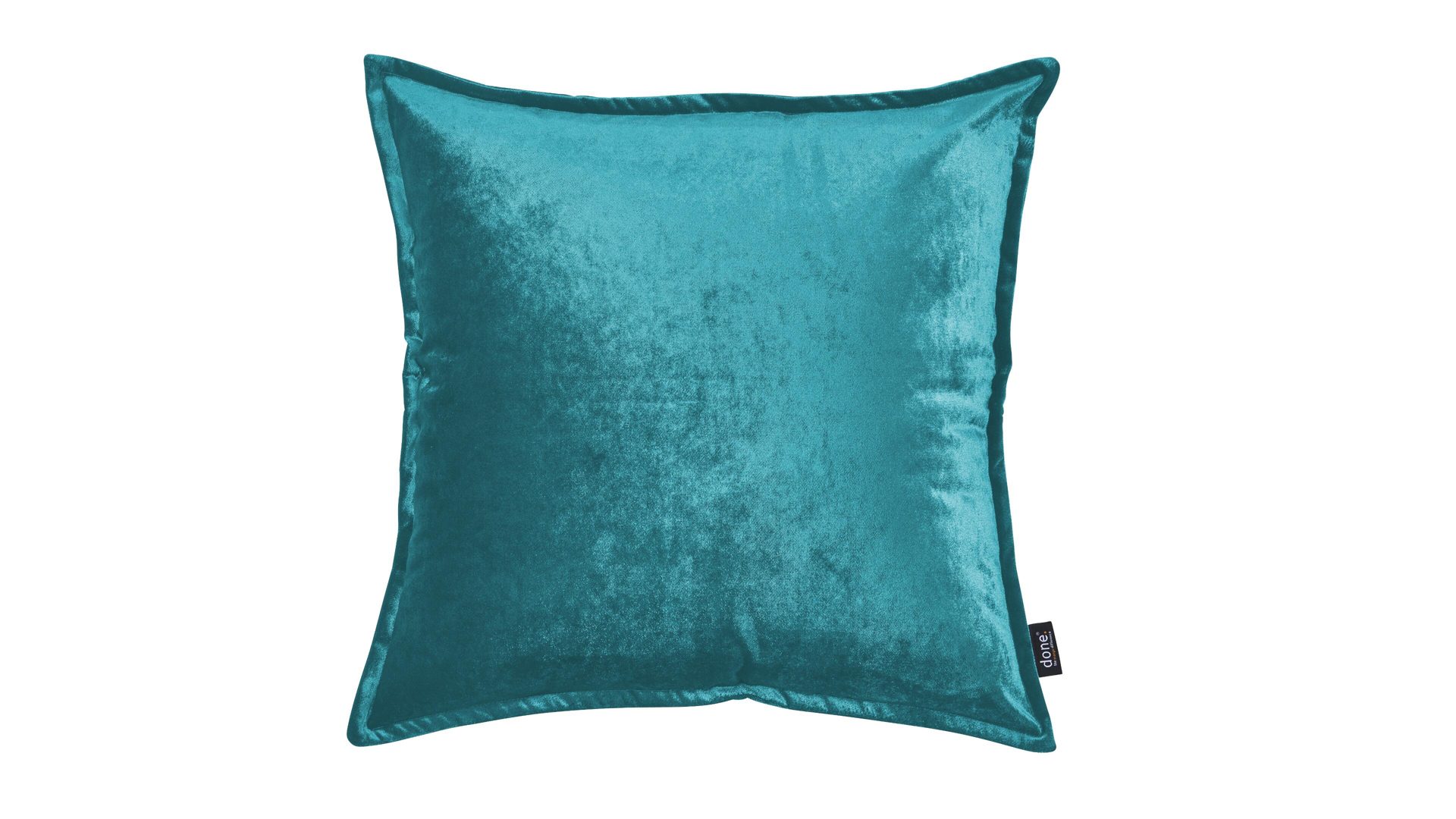Kissenbezug /-hülle Done by karabel home company aus Stoff in Blau Done Kissenhülle Cushion Glam aquafarbener Samt - ca. 65 x 65 cm