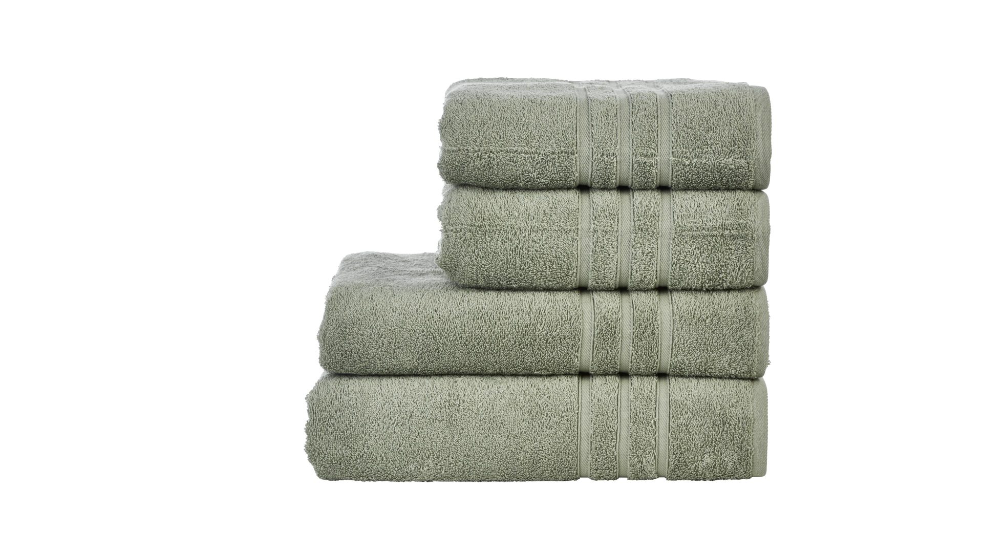 Handtuch-Set Done® be different aus Stoff in Dunkelgrün DONE® Handtuch-Set Daily Uni khakifarbene Baumwolle – vierteilig