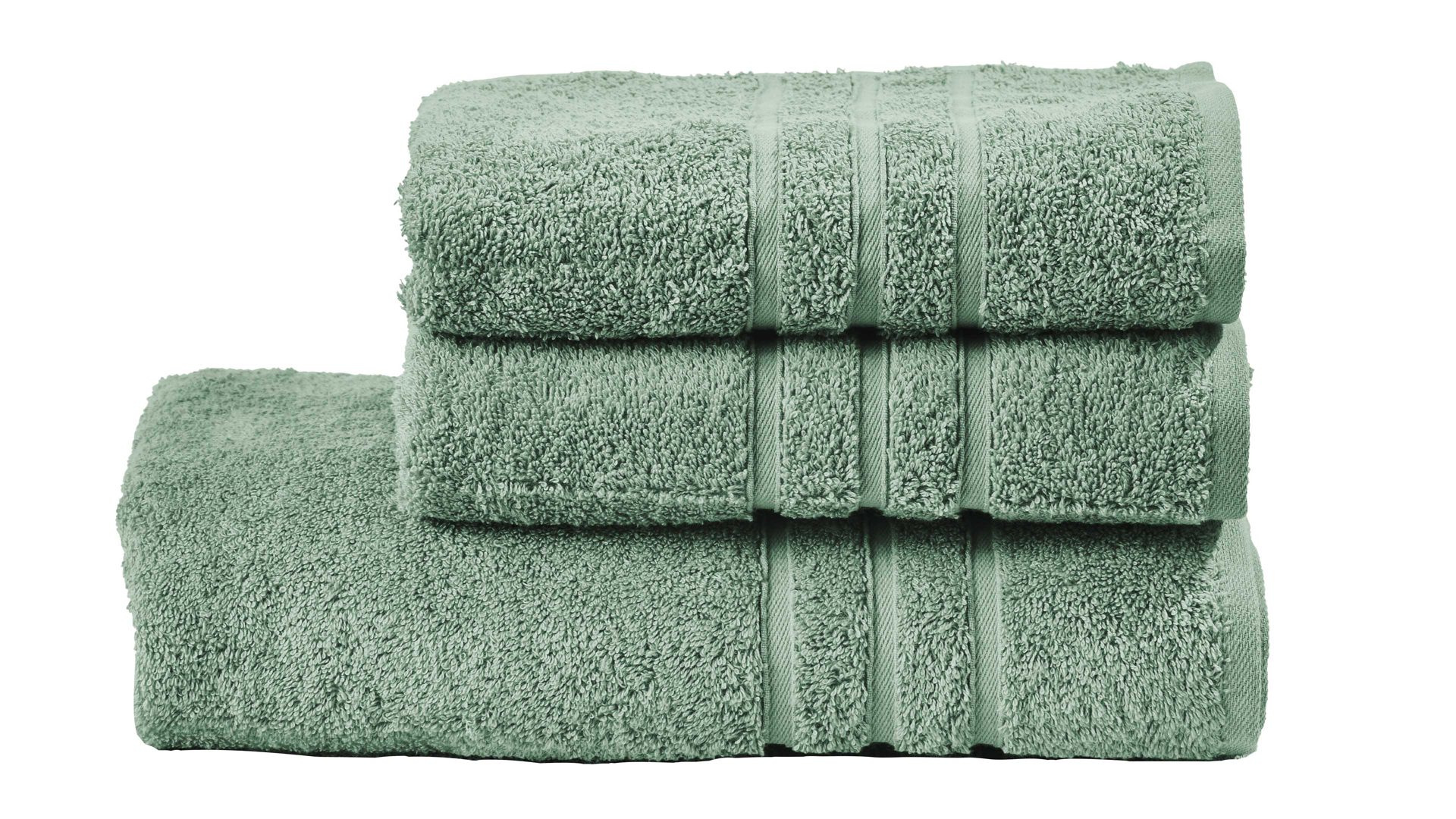 Handtuch-Set Done® be different aus Stoff in Grün DONE® Handtuch-Set Daily Uni eisberggrüne Baumwolle – dreiteilig