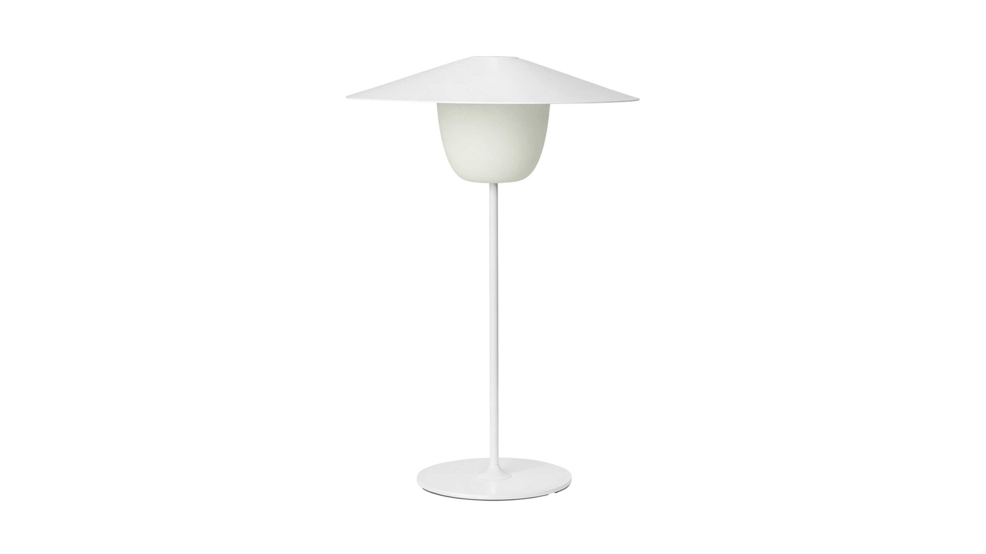 Tischleuchte Blomus aus Metall in Weiß blomus mobile Leuchte Ani Lamp weißes Aluminium & Milchglas – Durchmesser ca. 34 cm