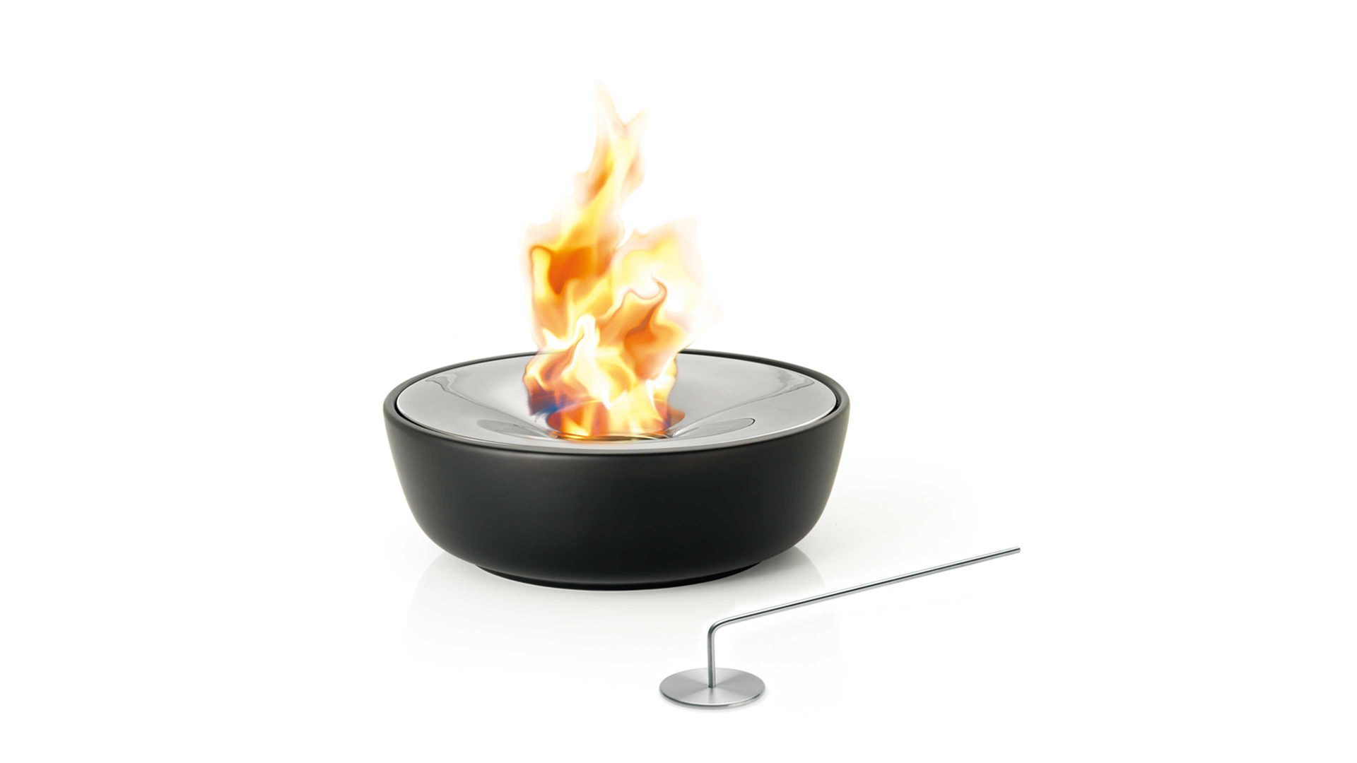 Feuerkorb Blomus aus Keramik in Schwarz blomus Gel-Feuerstelle Fuoco schwarze Keramik & polierter Edelstahl – Durchmesser ca. 33 cm