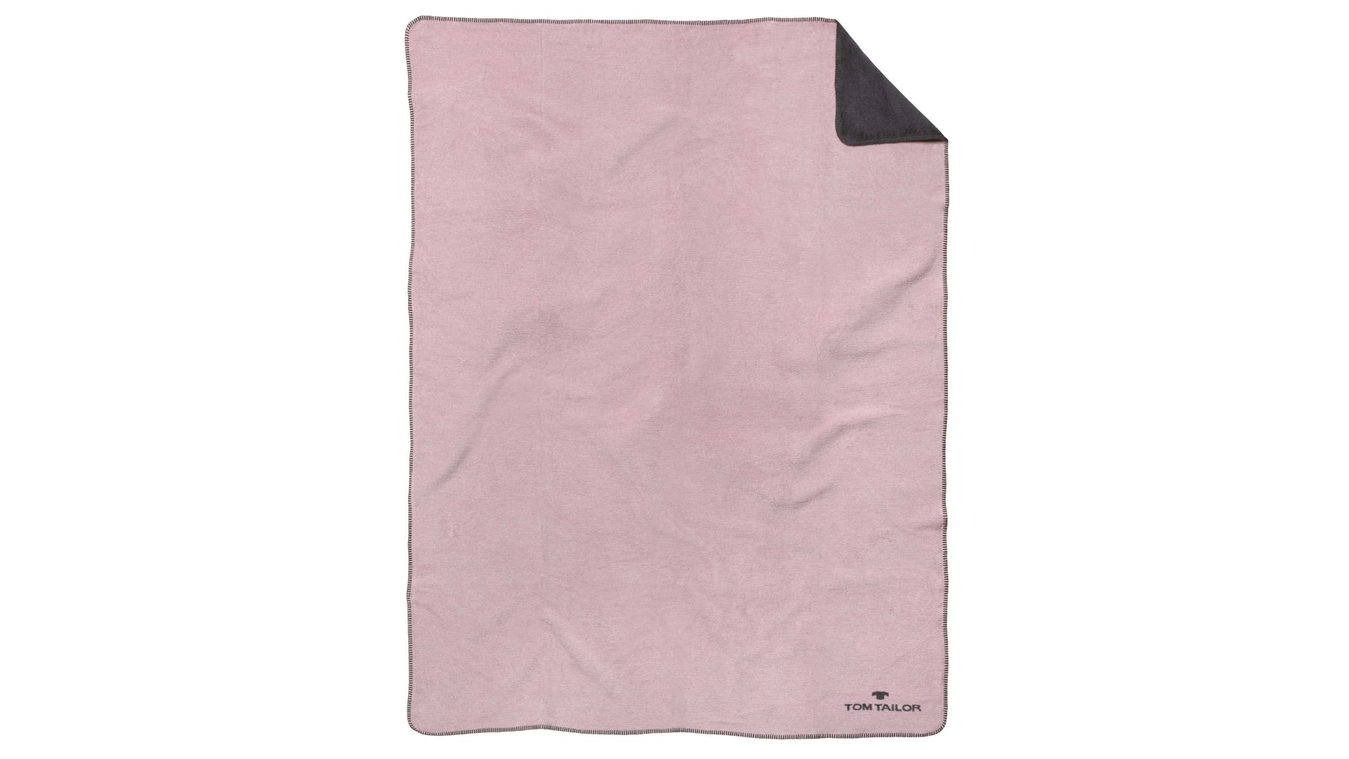 Wohndecke Biberna aus Stoff in Pastell TOM TAILOR Doubleface-Decke rosefarbenes & dunkelgraues Uni – ca. 150 x 200 cm