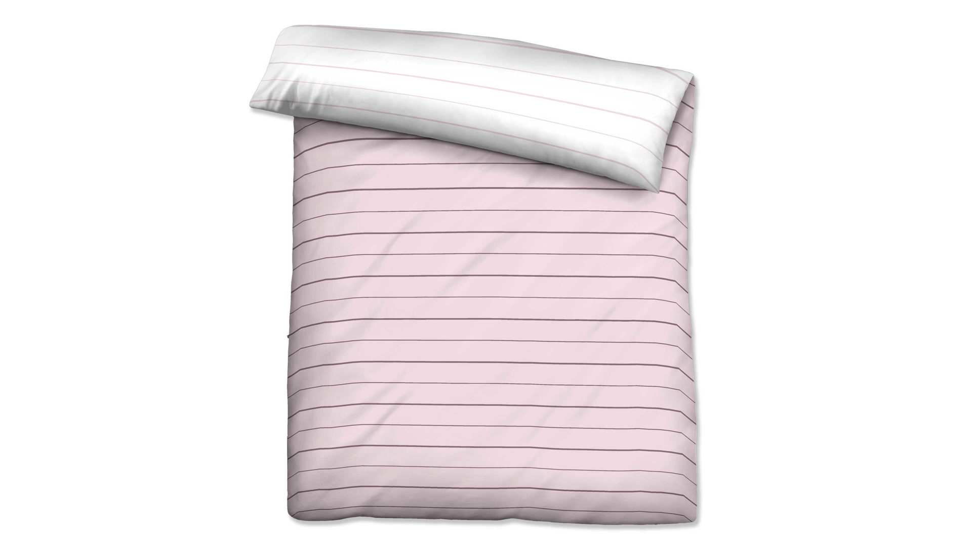 Bettbezug Biberna aus Stoff in Pastell biberna Mako-Satin Bettdeckenbezug Streifen Mix & Match rosefarbene & sturmgraue Streifen – ca. 200 x 200 cm