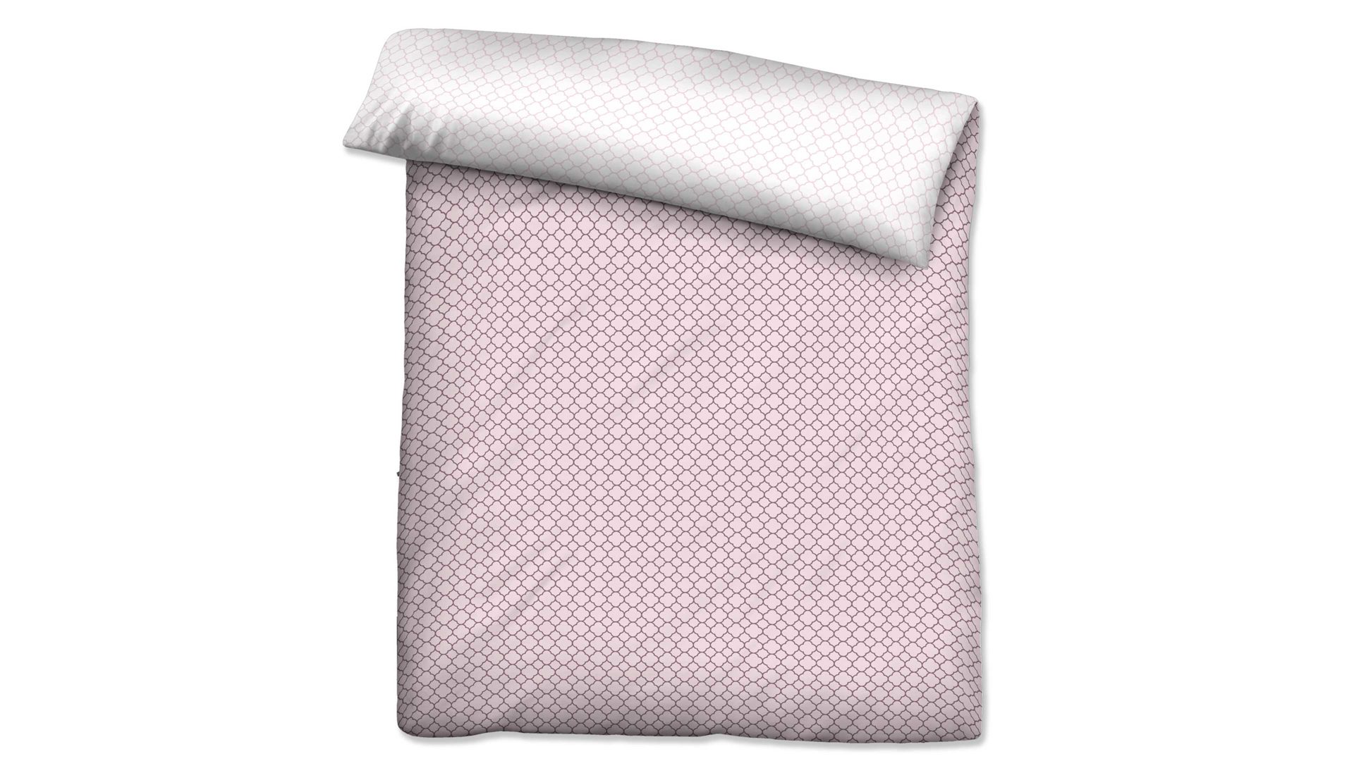 Bettbezug Biberna aus Stoff in Pastell biberna Mako-Satin Bettdeckenbezug Grafik Mix & Match rosefarbenes & weißes Grafikmuster – ca. 135 x 200 cm