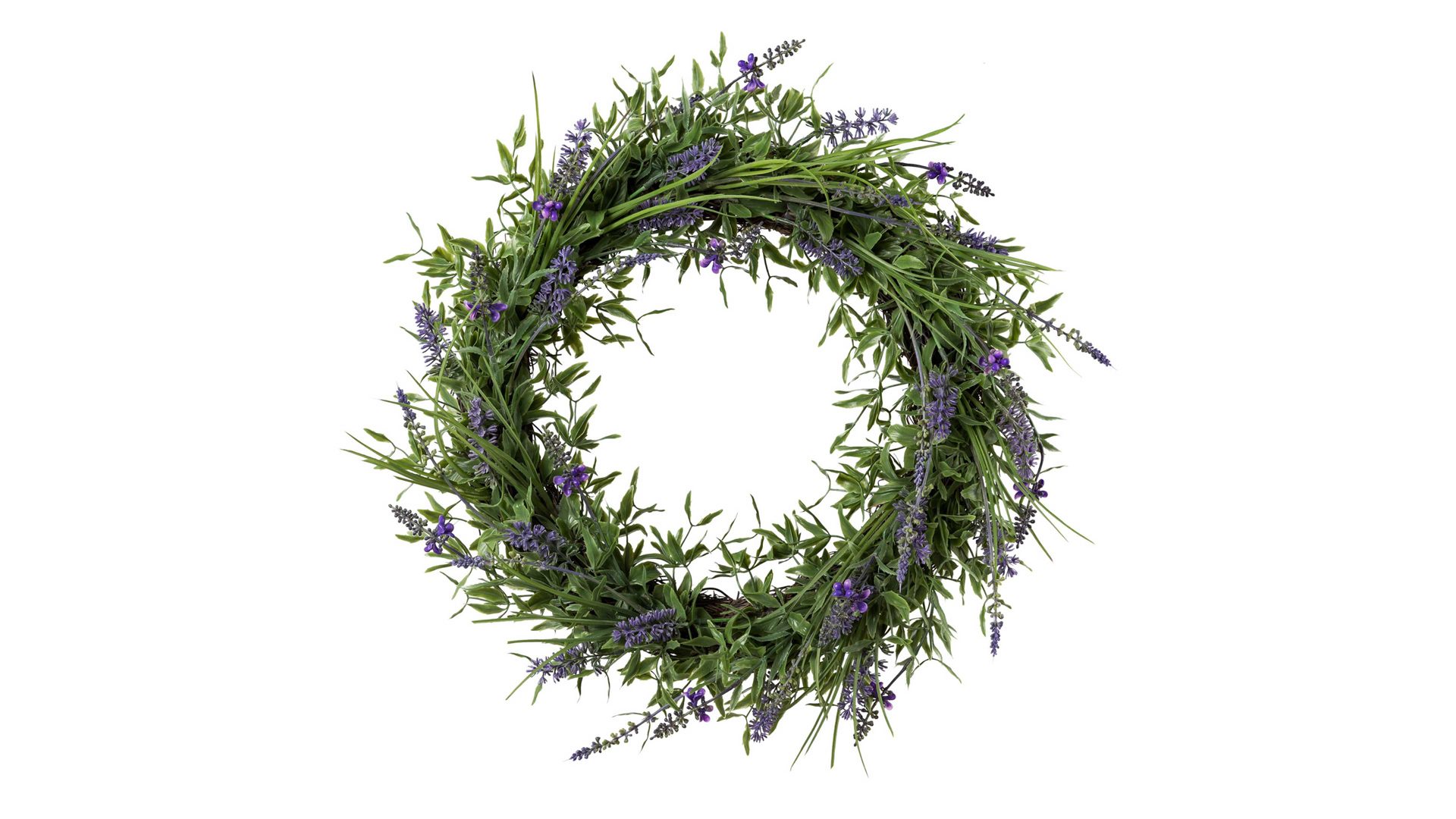 Kranz Gasper aus Kunststoff in Lila Lavendel-Kranz künstliche lilafarbene Blüten – Durchmesser ca. 44 cm