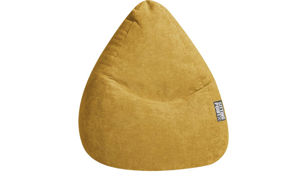 Sitzsack Magma aus Stoff in Gelb SITTING POINT Sitzsack Beanbag Alfa XL senffarbener Velours 007 – ca. 70 x 110 cm