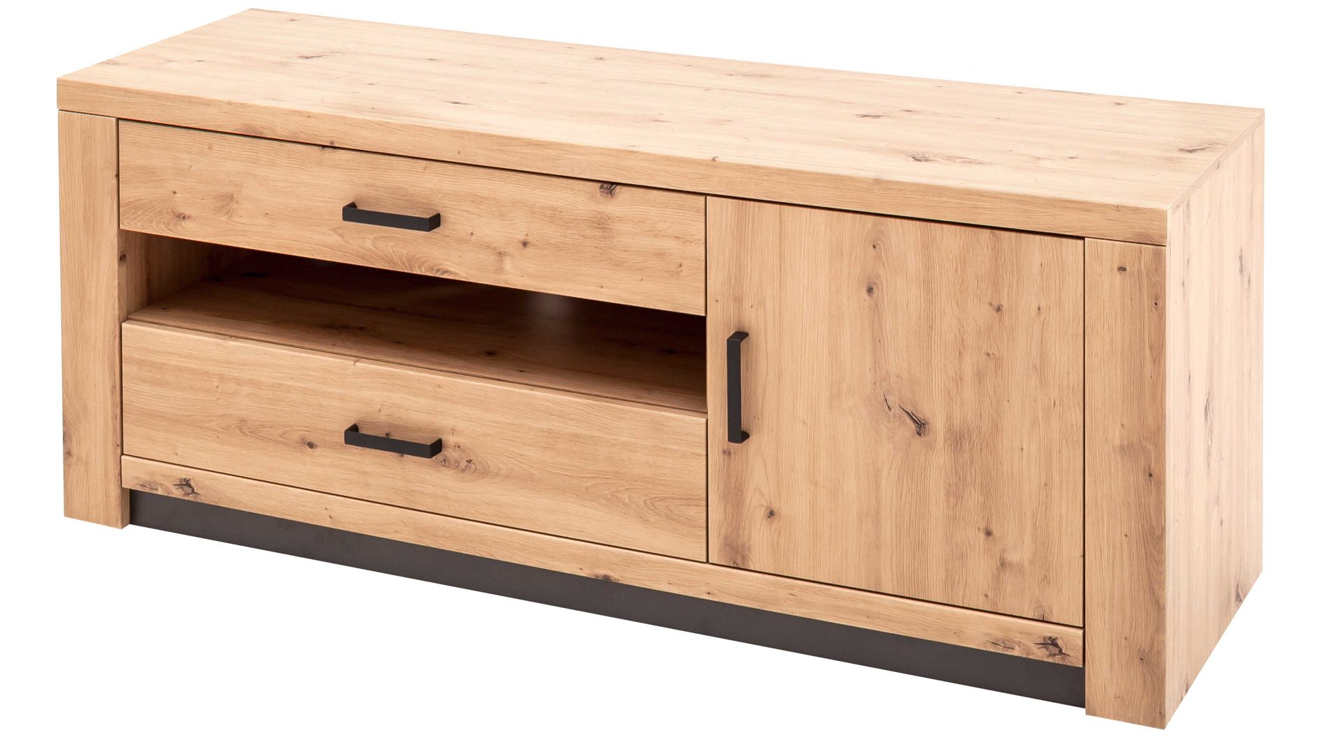 Lowboard Mca furniture aus Holz in Holzfarben Wohnprogramm Brüssel – Medien-Lowboard Balkeneiche & Anthrazit – eine Tür, eine Schublade