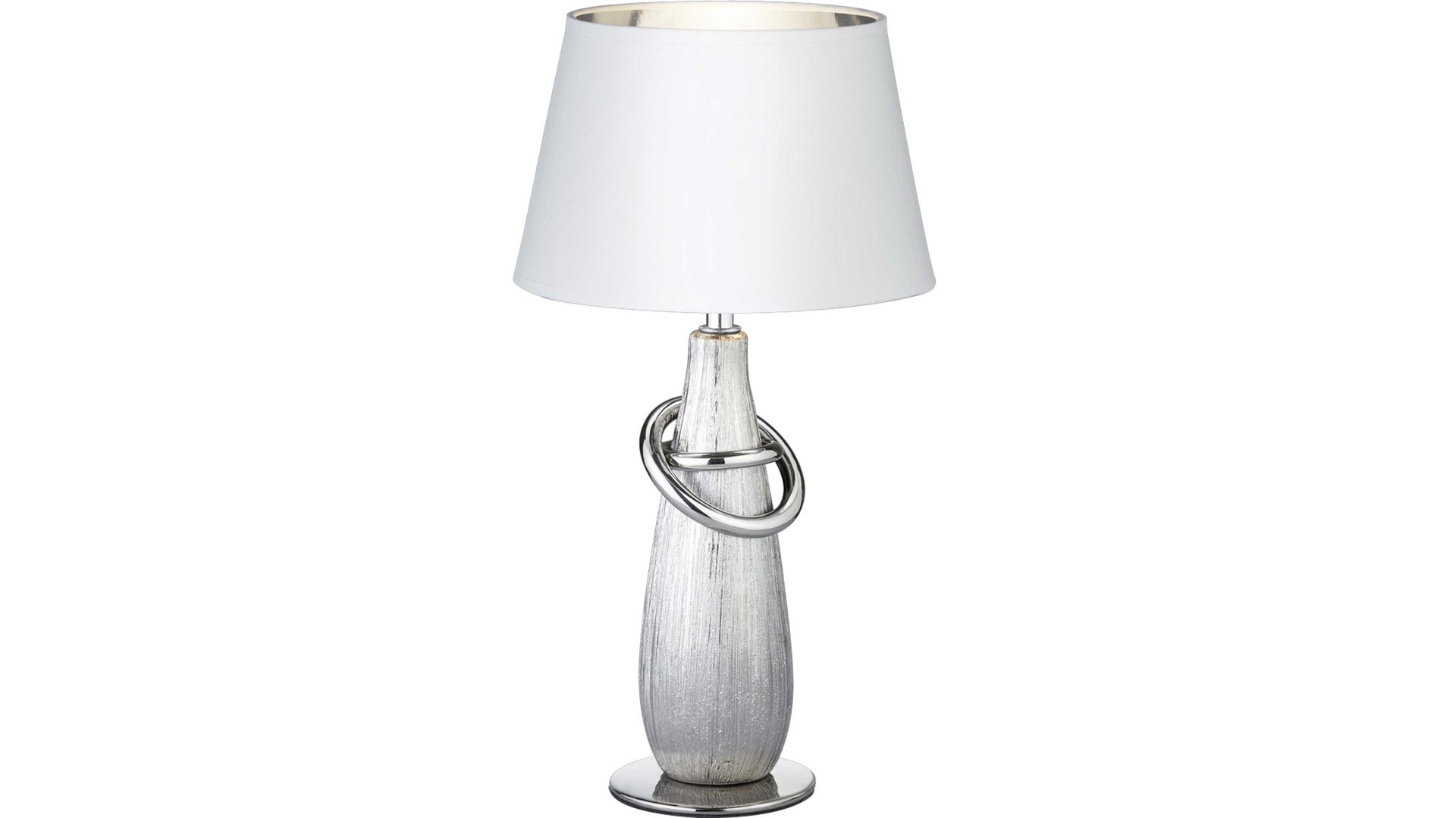 Tischleuchte Reality leuchten aus Stoff in Metallfarben RL Tischleuchte Thebes für Ihre Wohnaccessoires silberfarbene Keramik – Höhe ca. 38 cm