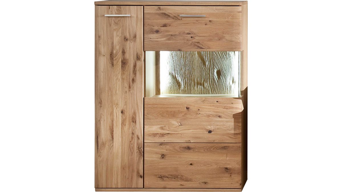 Highboard Mca direkt aus Holz in Holzfarben Wohnprogramm Santori - Highboard Eiche & Asteiche – zwei Türen, links