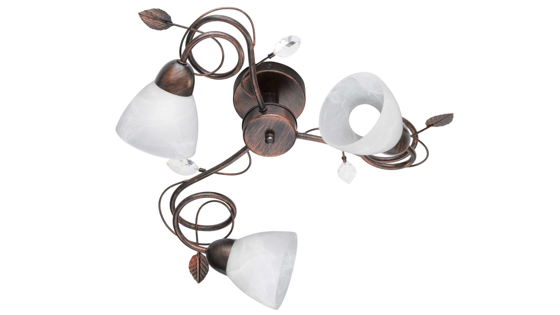 Deckenleuchte Trio leuchten aus Metall in Metallfarben TRIO Leuchtenserie Traditio - Deckenleuchte antik rostfarbenes Metall – drei Lampenschirme