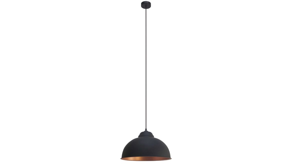 Pendelleuchte Eglo aus Metall in Schwarz EGLO Pendelleuchte Vintage bzw. Hängelampe Mattschwarz & Kupfer - Durchmesser ca. 37 cm