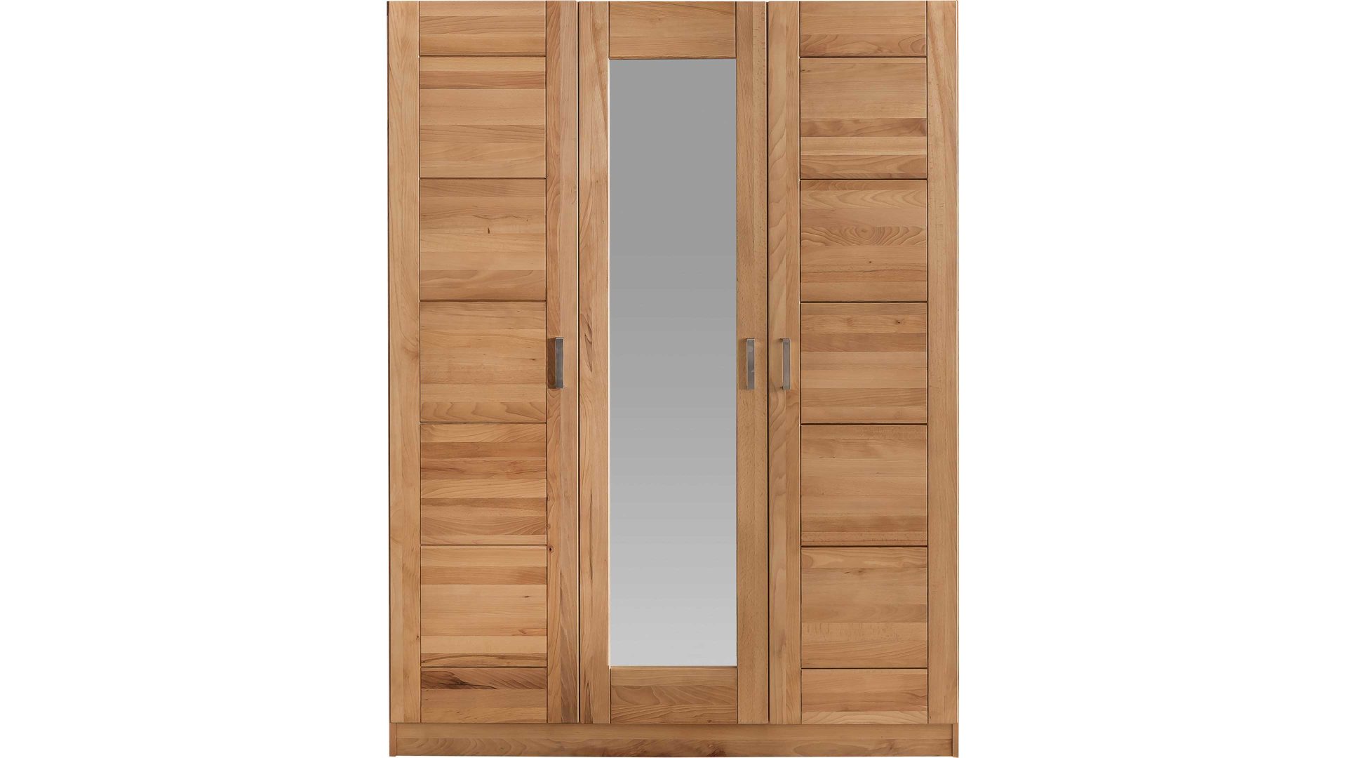 Kleiderschrank Elfo-möbel aus Holz in Holzfarben Kleiderschrank Tollow als Schlafzimmerschrank aus massiver Kernbuche geöltes Kernbuchenholz - zwei Holztüren, eine Spiegeltür