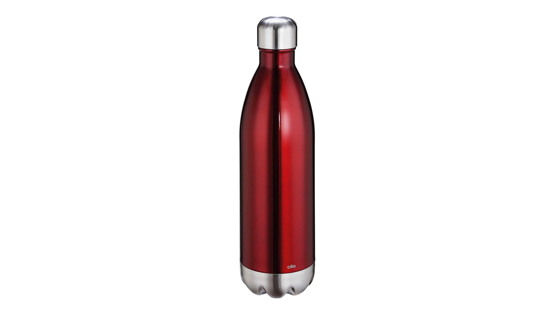 Isolierflasche Küchenprofi aus Metall in Dunkelrot cilio Isolierflasche Elegante rot lackierter Edelstahl – Fassungsvermögen ca. 1 Liter