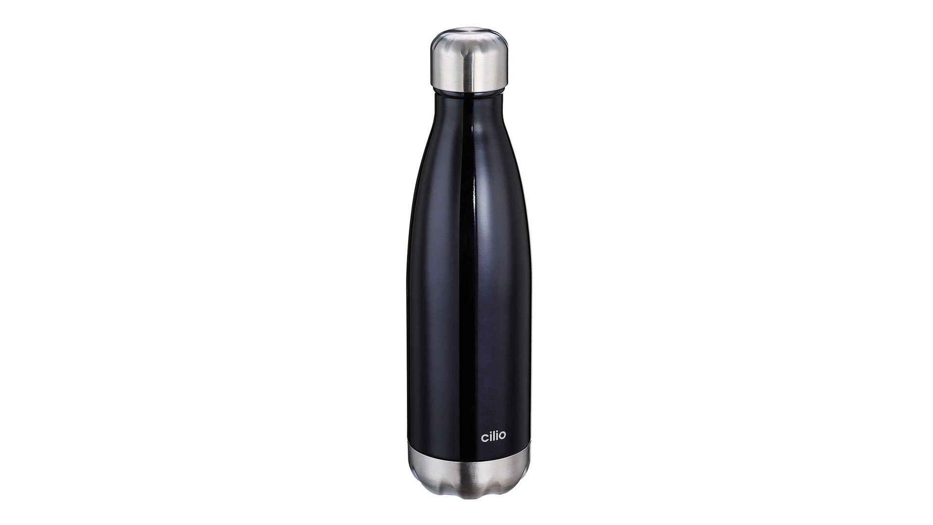 Isolierflasche Küchenprofi aus Metall in Schwarz cilio Isolierflasche Elegante schwarz lackierter Edelstahl – Fassungsvermögen ca. 500 ml