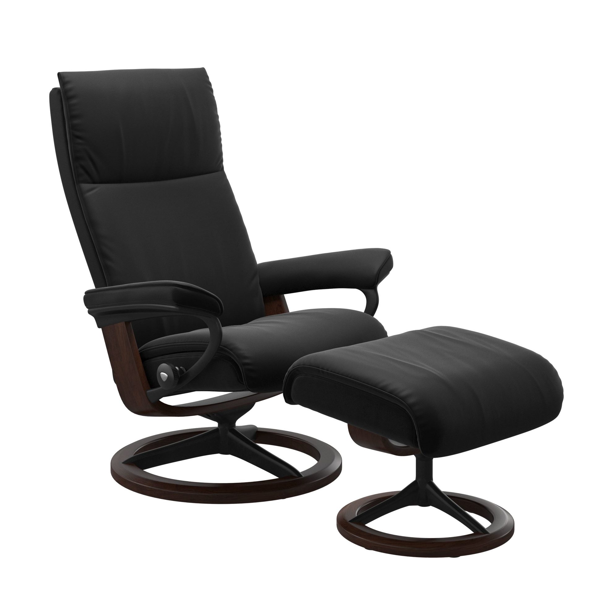 Hocker Ekornes aus Leder in Braun Stressless Aura (M) Paloma Black Matt Braun Signature Untergestell in Mattschwarz inkl. Hocker, Leder