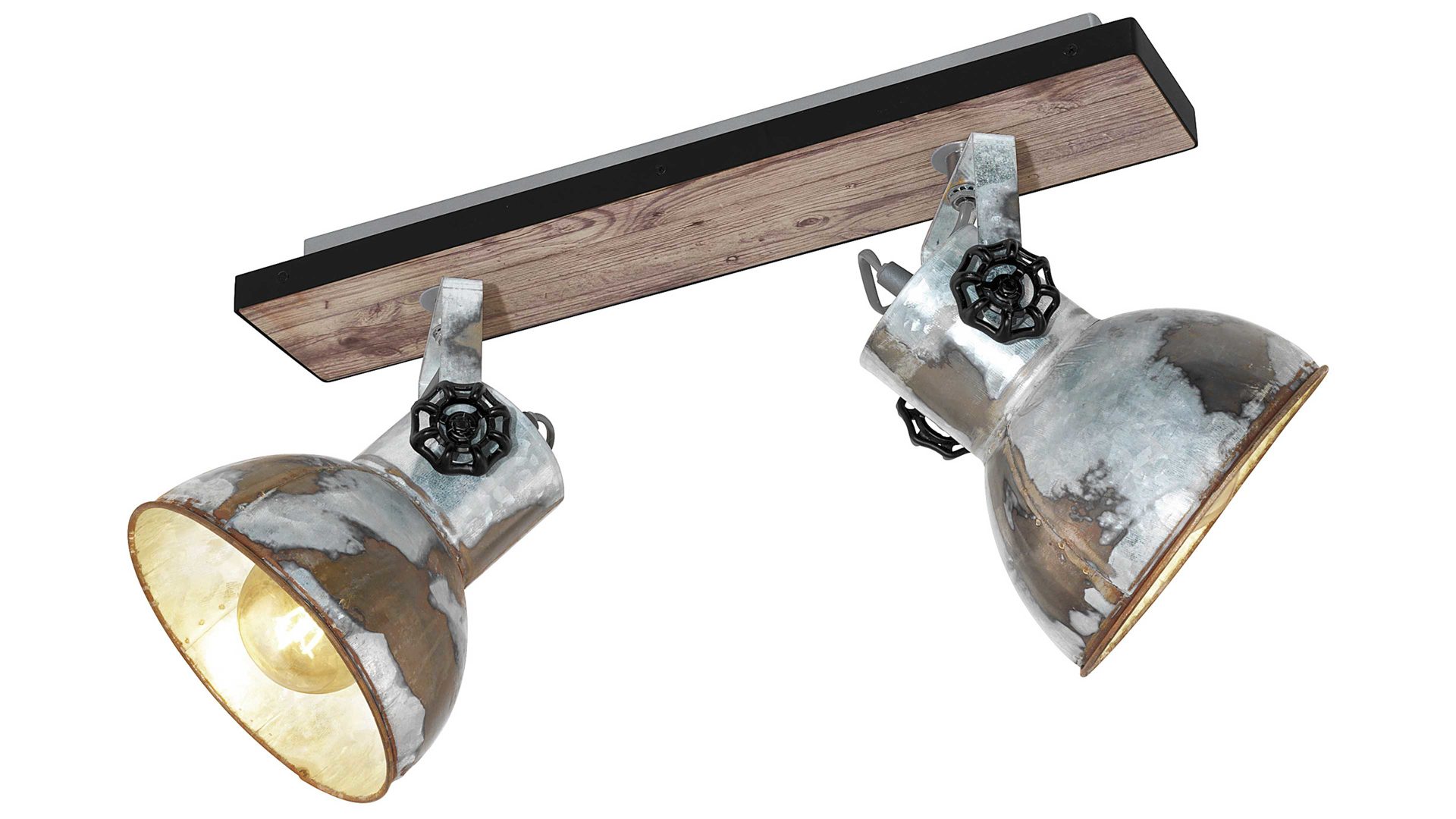 Deckenleuchte Eglo aus Metall in Metallfarben EGLO Deckenlampe Barnstaple Stahl & Holz – zwei Spots