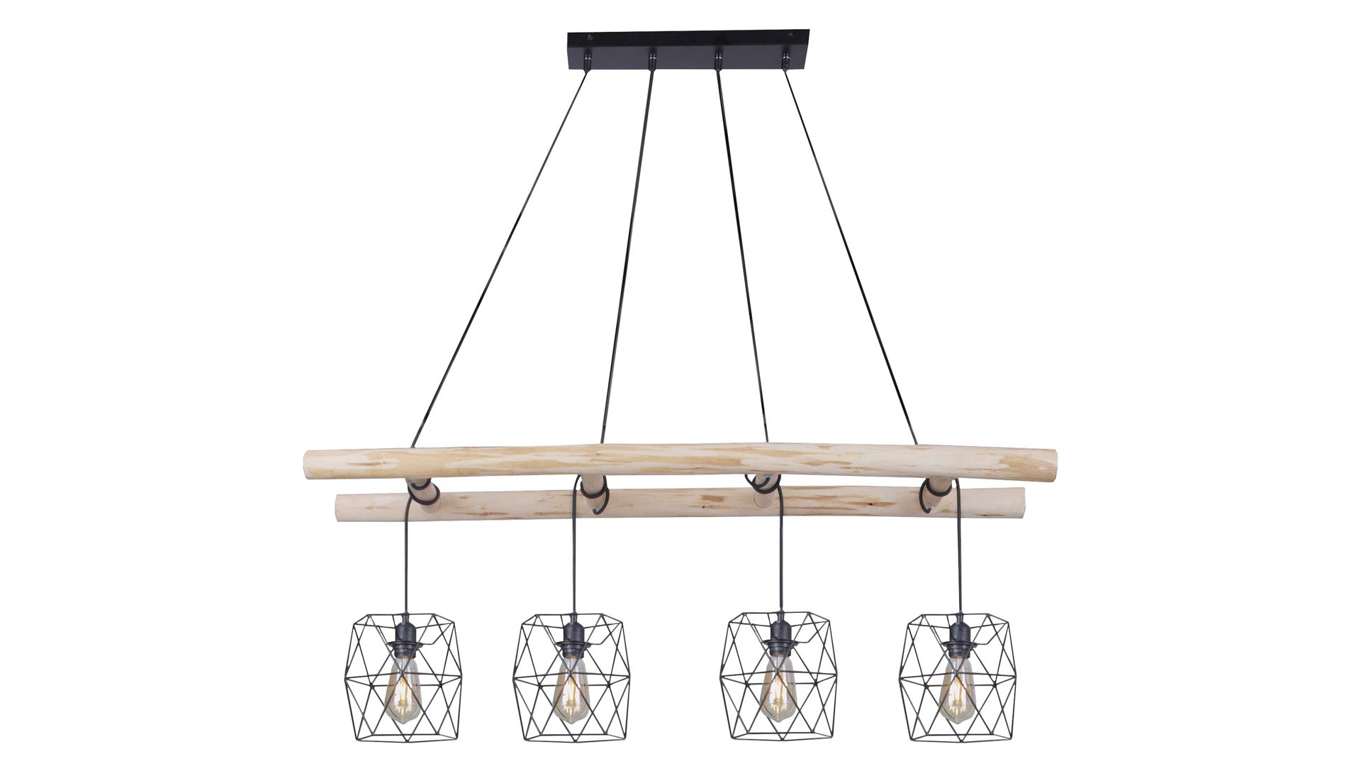 Pendelleuchte Leuchten direkt aus Holz in Holzfarben LeuchtenDirekt Hängelampe Edgar Holz & schwarzes Metall – Länge ca. 120 cm