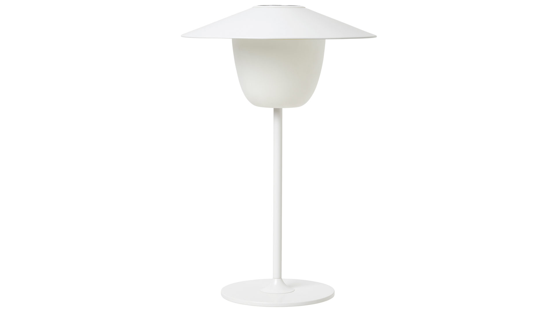Tischleuchte Blomus aus Metall in Weiß blomus mobile Leuchte Ani Lamp weißes Aluminium & Milchglas – Durchmesser ca. 22 cm