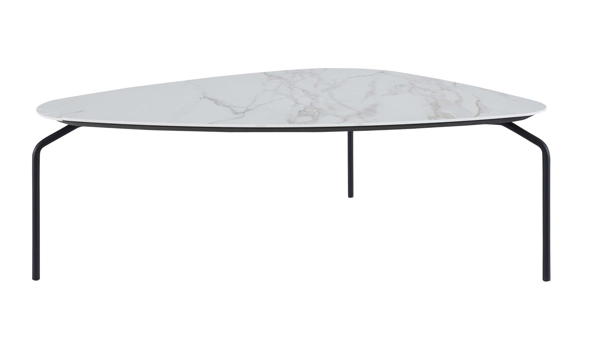 Couchtisch Interliving aus Keramik in Weiß Interliving Couchtisch Serie 6204 – V477-1834L Carrara & Anthrazit – ca. 110 x 42 x 90 cm