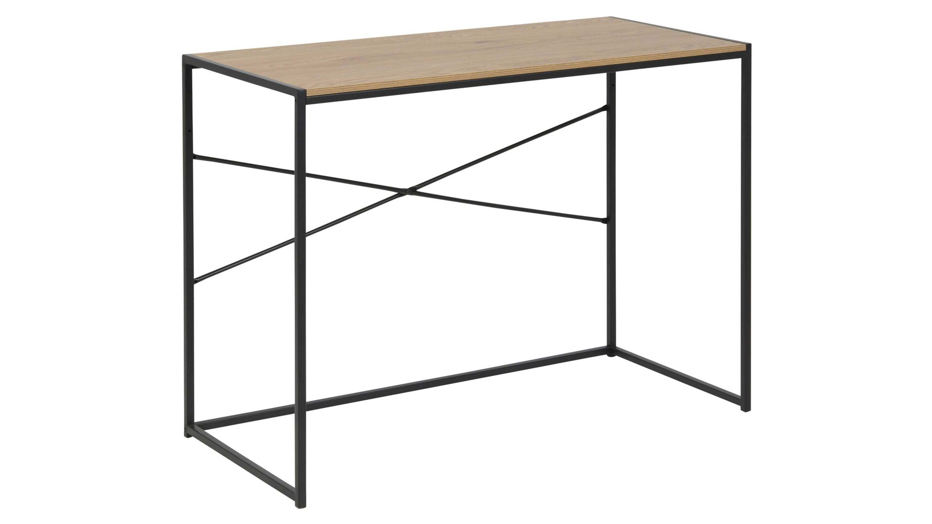 Schreibtisch Actona group a/s aus Holz in Holzfarben Schreibtisch Seaford im Industrielook bzw. PC-Tisch Wildeiche & Schwarz – ca. 100 x 45 cm