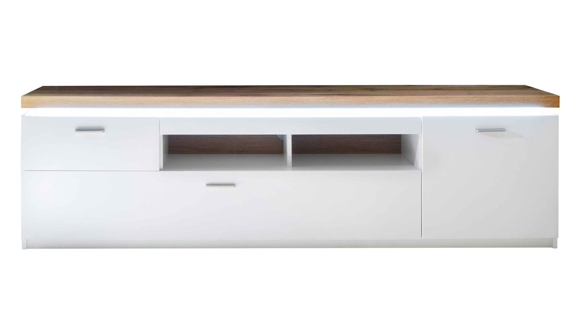 Lowboard Mca furniture aus Holz in Weiß Wohnprogramm Cali - Lowboard 31 Weiß & Wotan Eiche - Breite ca. 195 cm