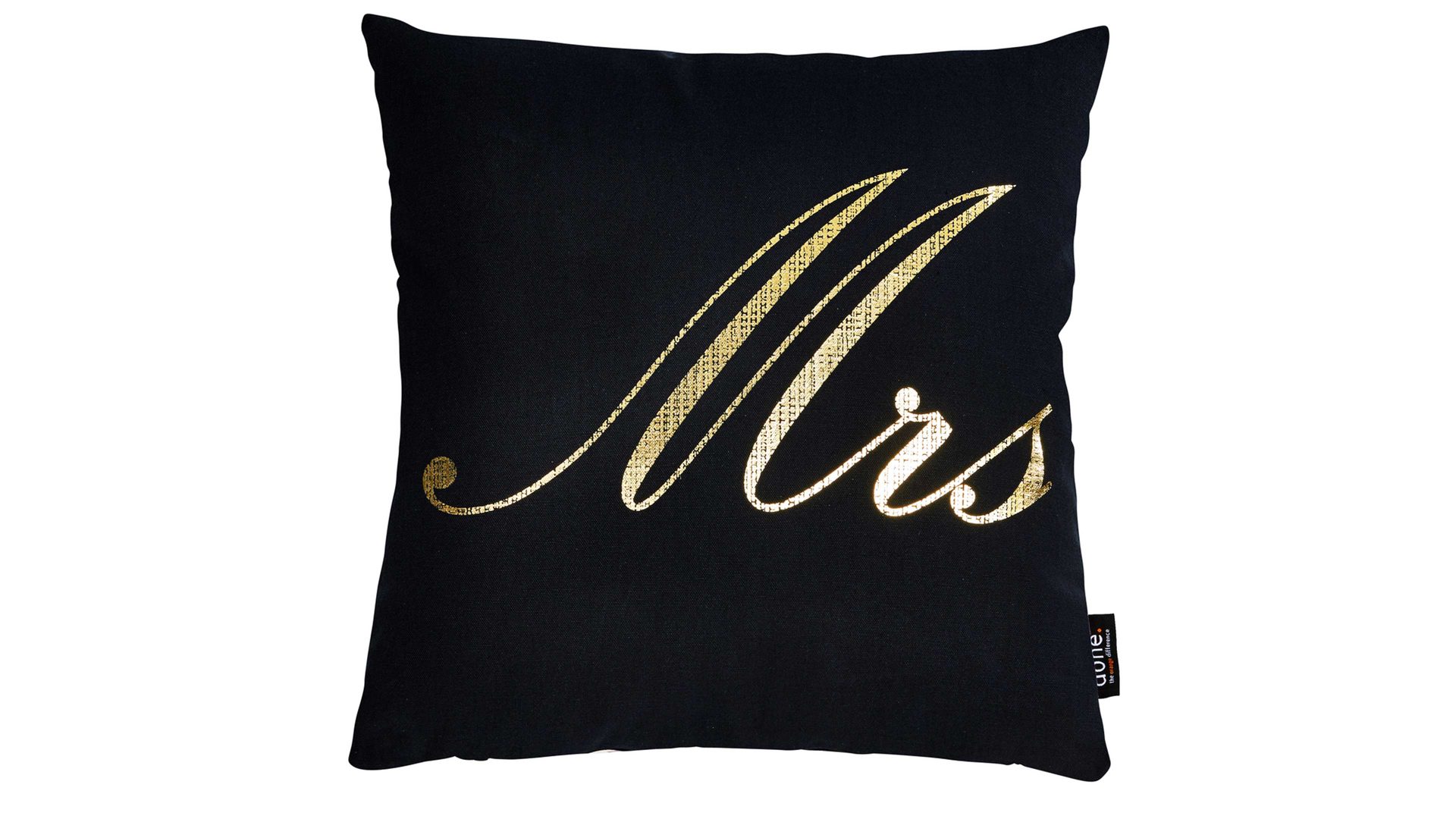 Einzelkissen Done.® aus Baumwolle in Schwarz done.® Kissen Cushion Stone Golddruck Mrs & Schwarz - ca. 45 x 45 cm