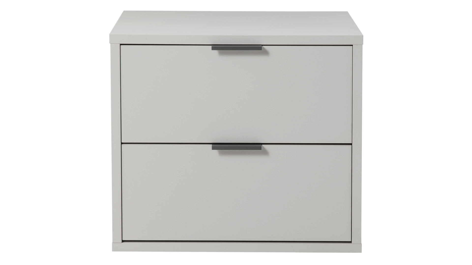Nachtkommode Mäusbacher i.i. aus Holz in Hellgrau Kommodenserie Bonnie - Nachtkommode kreidegrauer Mattlack - zwei Schubladen