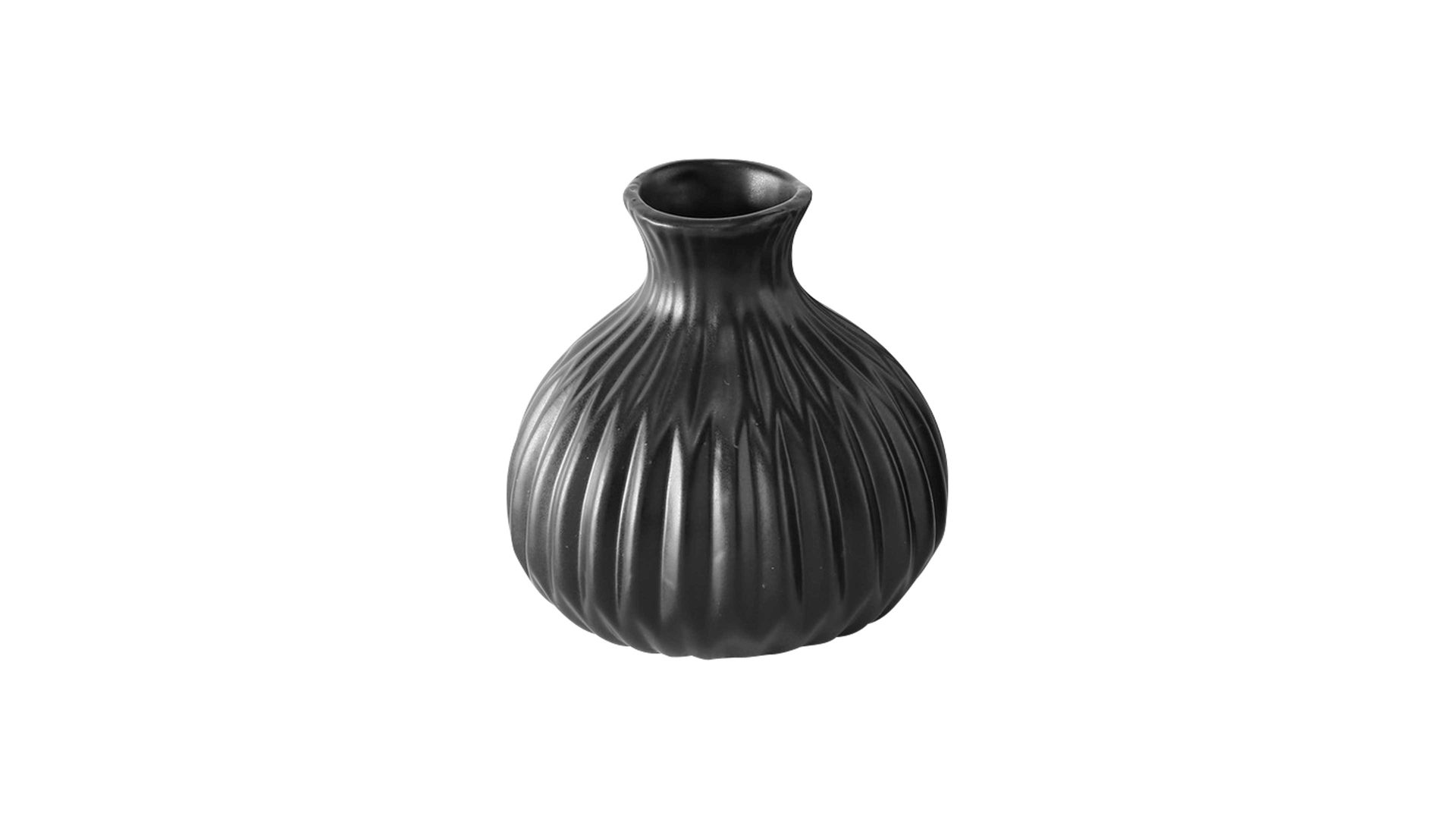 Vase Boltze aus Keramik in Schwarz Vase Esko mattschwarzes Porzellan - Höhe ca. 12 cm