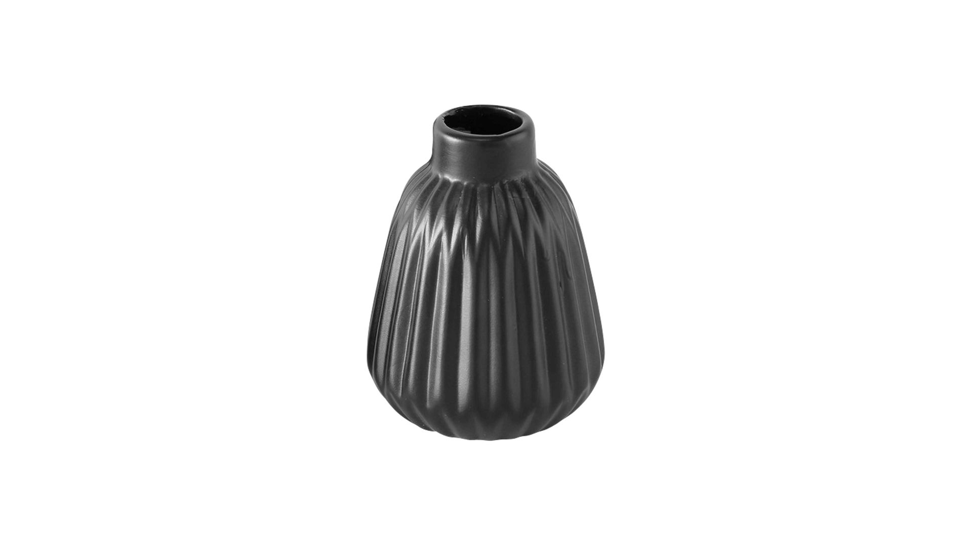 Vase Boltze aus Keramik in Schwarz Vase Esko mattschwarzes Porzellan - Durchmesser ca. 9 cm