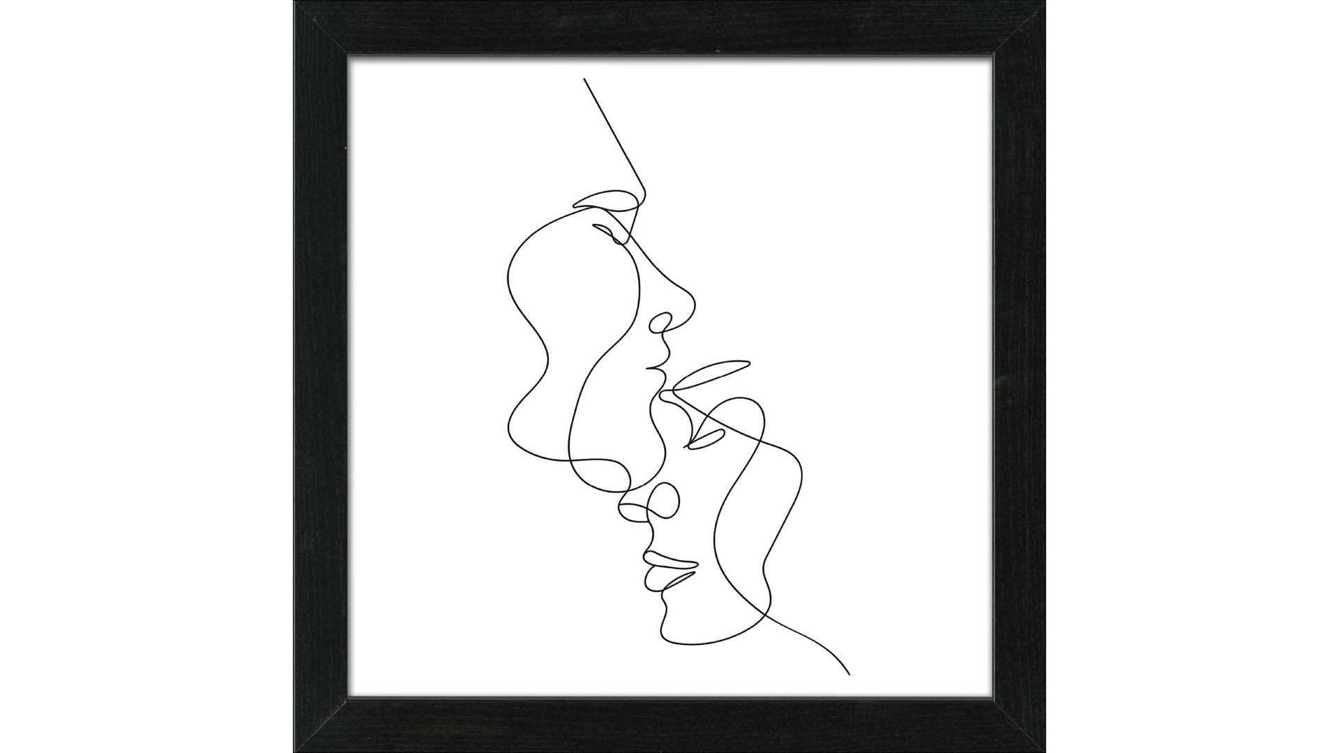 Kunstdruck Interliving BEST BUDDYS! aus Karton / Papier / Pappe in Weiß PRO®ART Kunstdruck Line Art Faces IV Weiß & Schwarz - ca. 55 x 55 cm