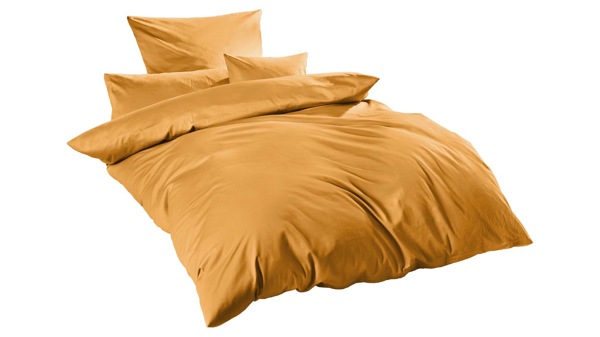 Bettwäsche-Set H.g. hahn haustextilien aus Stoff in Gelb HAHN Luxus-Satin-Bettwäsche Sempre senffarbener Baumwollsatin – zweiteilig, ca. 155 x 220 cm