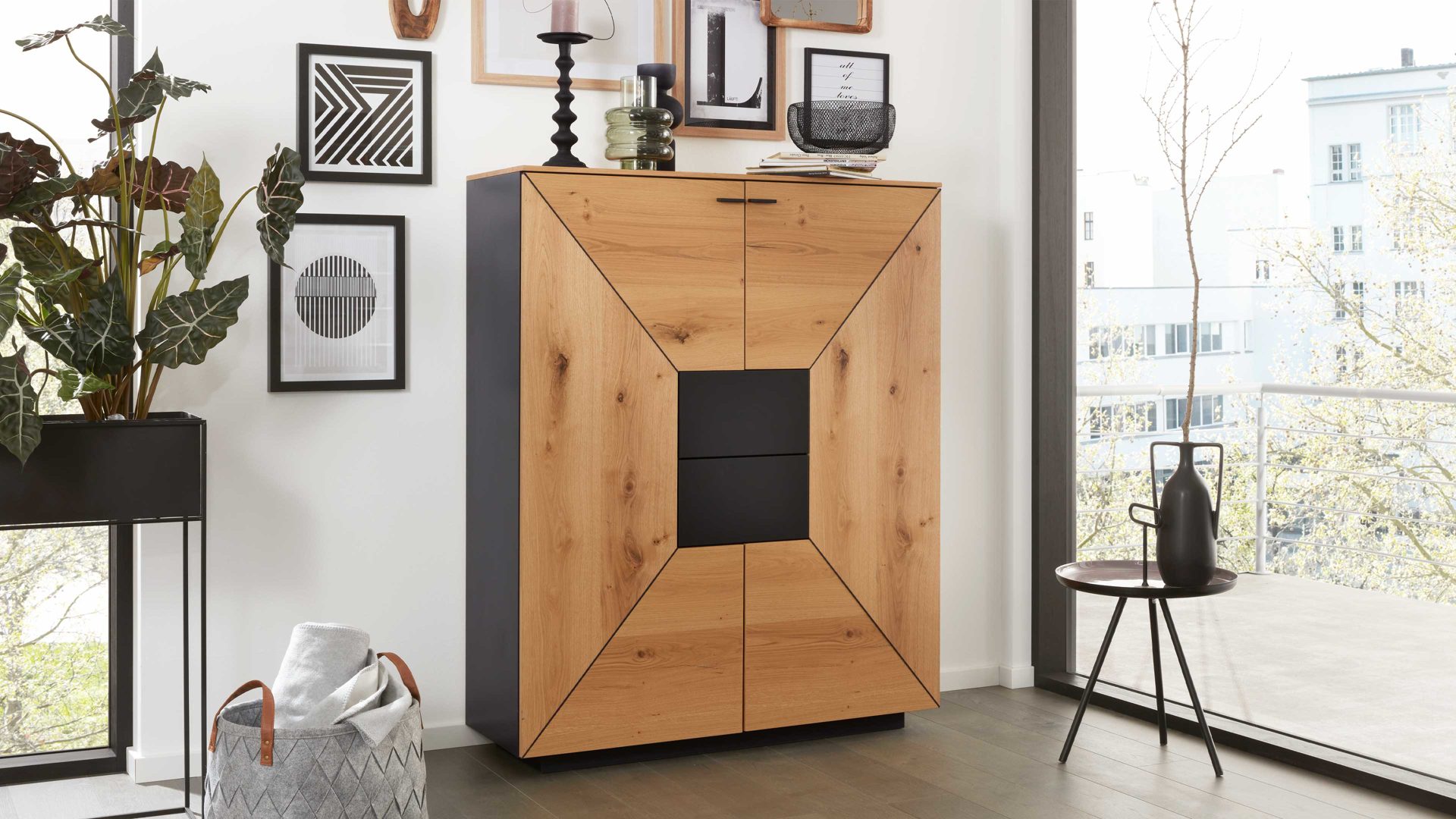 interliving wohnzimmer serie 2022 – highboard hb1, anthrazit