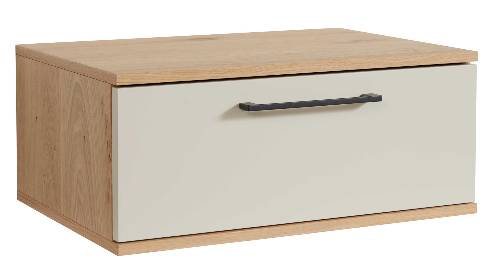 Nachtkommode Interliving aus Holz in Beige Interliving Schlafzimmer Serie 1024 – Nachtkonsole 21001 eine Schublade, Sand & Balkeneiche - Breite ca. 46 cm