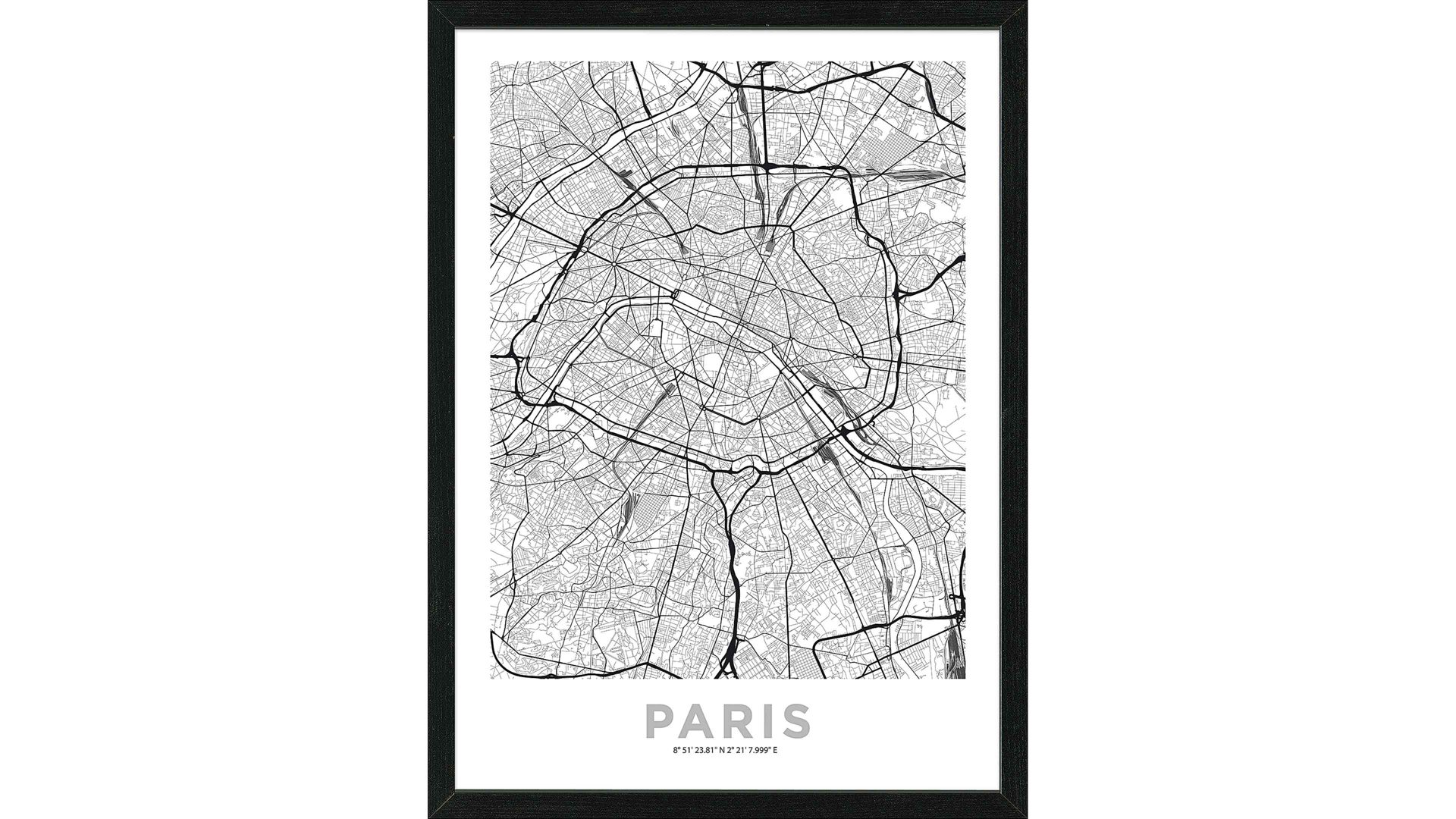 Kunstdruck Interliving BEST BUDDYS! aus Karton / Papier / Pappe in Schwarz PRO®ART Kunstdruck Paris City Map Schwarz & Weiß - ca. 55 x 75 cm