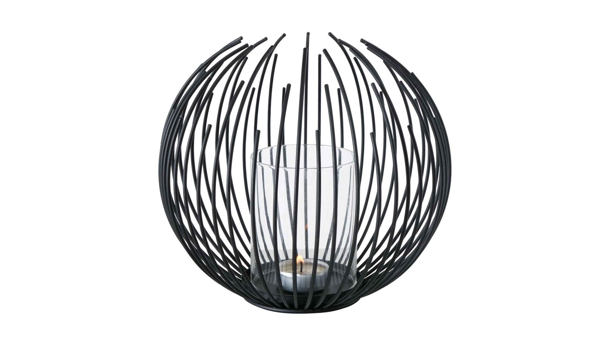 Windlicht Interliving BEST BUDDYS! aus Metall in Schwarz Windlicht Cylon schwarzes Eisen – Durchmesser ca. 22 cm